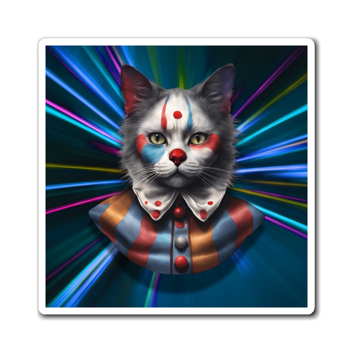 Whimsical Cat Clown Magnet - Colorful Home Decor for Cat Lovers - Decor, Kitchen, Magnets - EpiAl's Shop