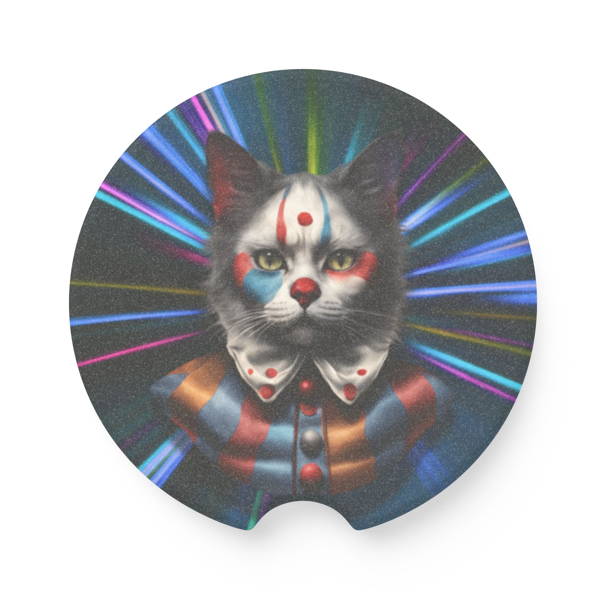 Whimsical Cat Clown Soapstone Car Coaster - Fun Auto Accessory for Cat Lovers - Accessories, Auto, Spare Tire Covers - EpiAl's Shop