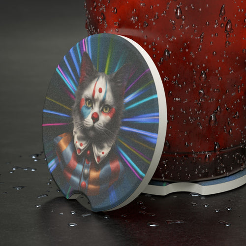 Whimsical Cat Clown Soapstone Car Coaster - Fun Auto Accessory for Cat Lovers - Accessories, Auto, Spare Tire Covers - EpiAl's Shop