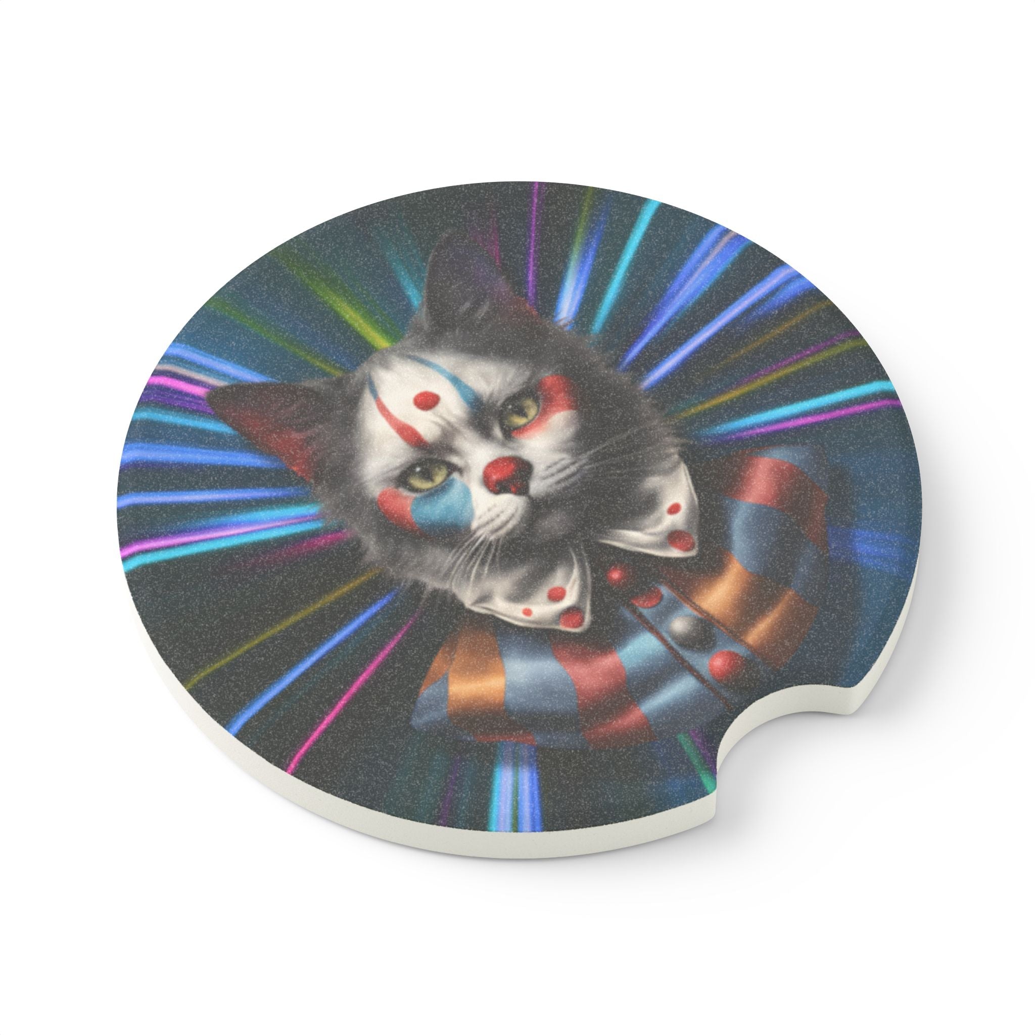 Whimsical Cat Clown Soapstone Car Coaster - Fun Auto Accessory for Cat Lovers - Accessories, Auto, Spare Tire Covers - EpiAl's Shop