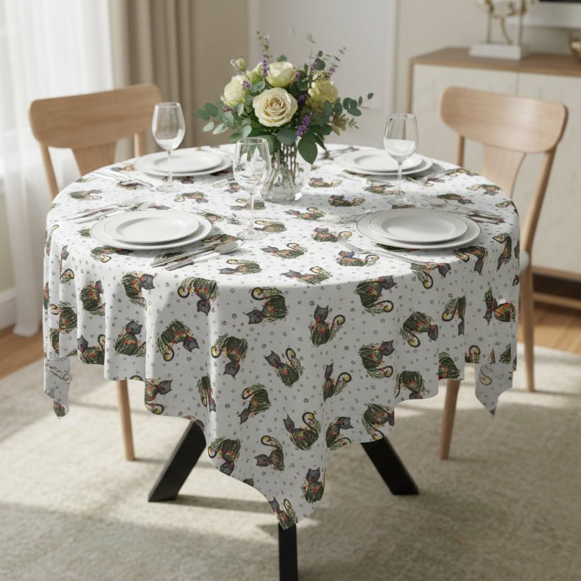 Whimsical Cat Medallion Square Tablecloth – 55" x 55" - Decor, Home, Tablecloths & Runners - EpiAl's Shop
