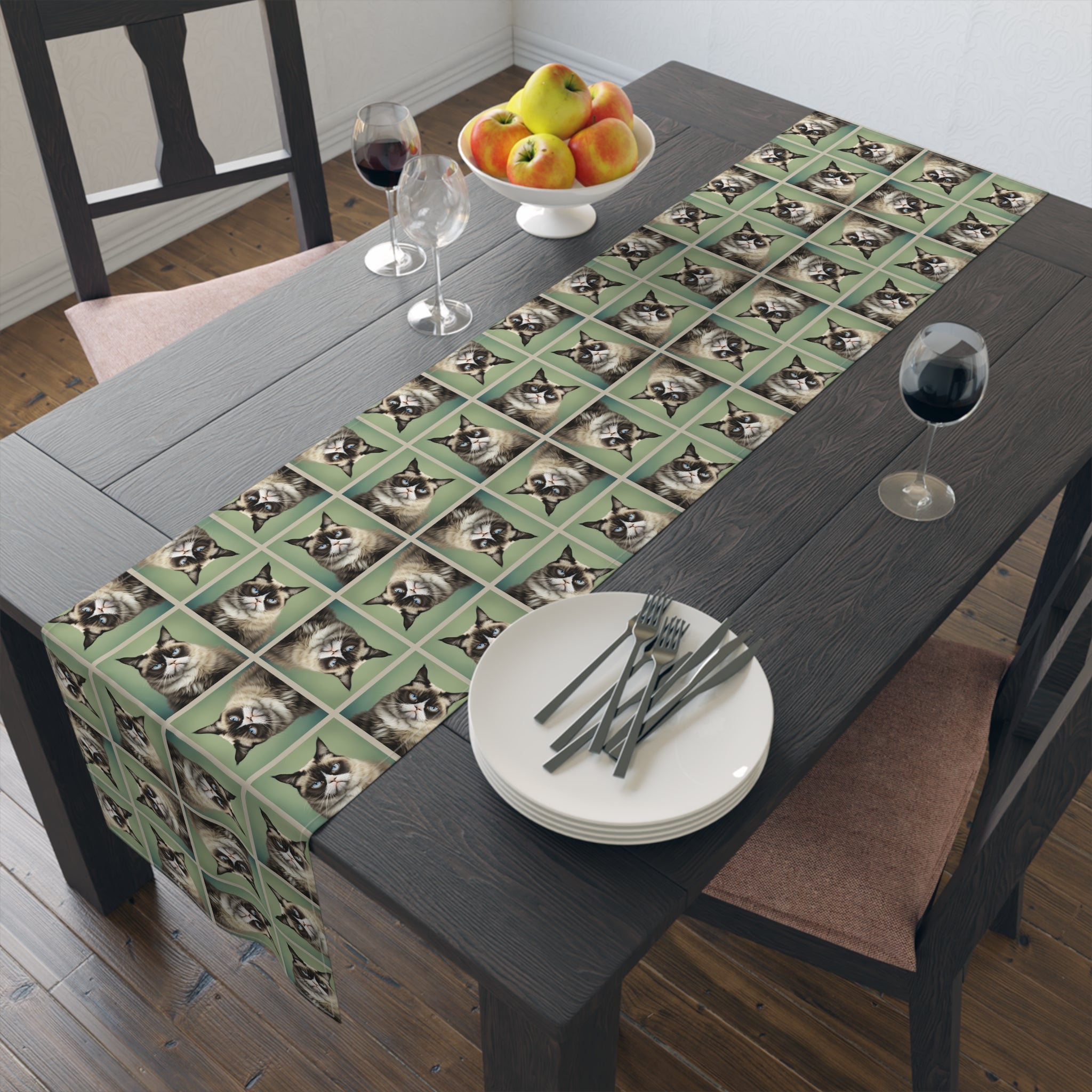 Whimsical Cat Print Table Runner - Perfect for Cat Lovers and Home Decor - Decor, Dining, Table Decor - EpiAl's Shop