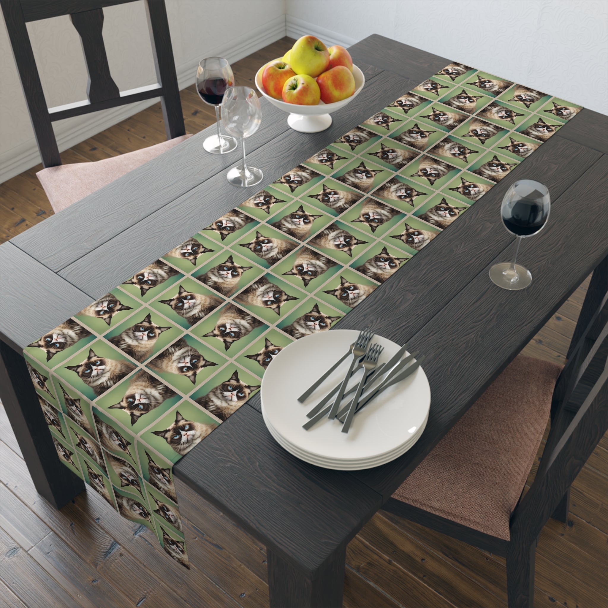 Whimsical Cat Print Table Runner - Perfect for Cat Lovers and Home Decor - Decor, Dining, Table Decor - EpiAl's Shop