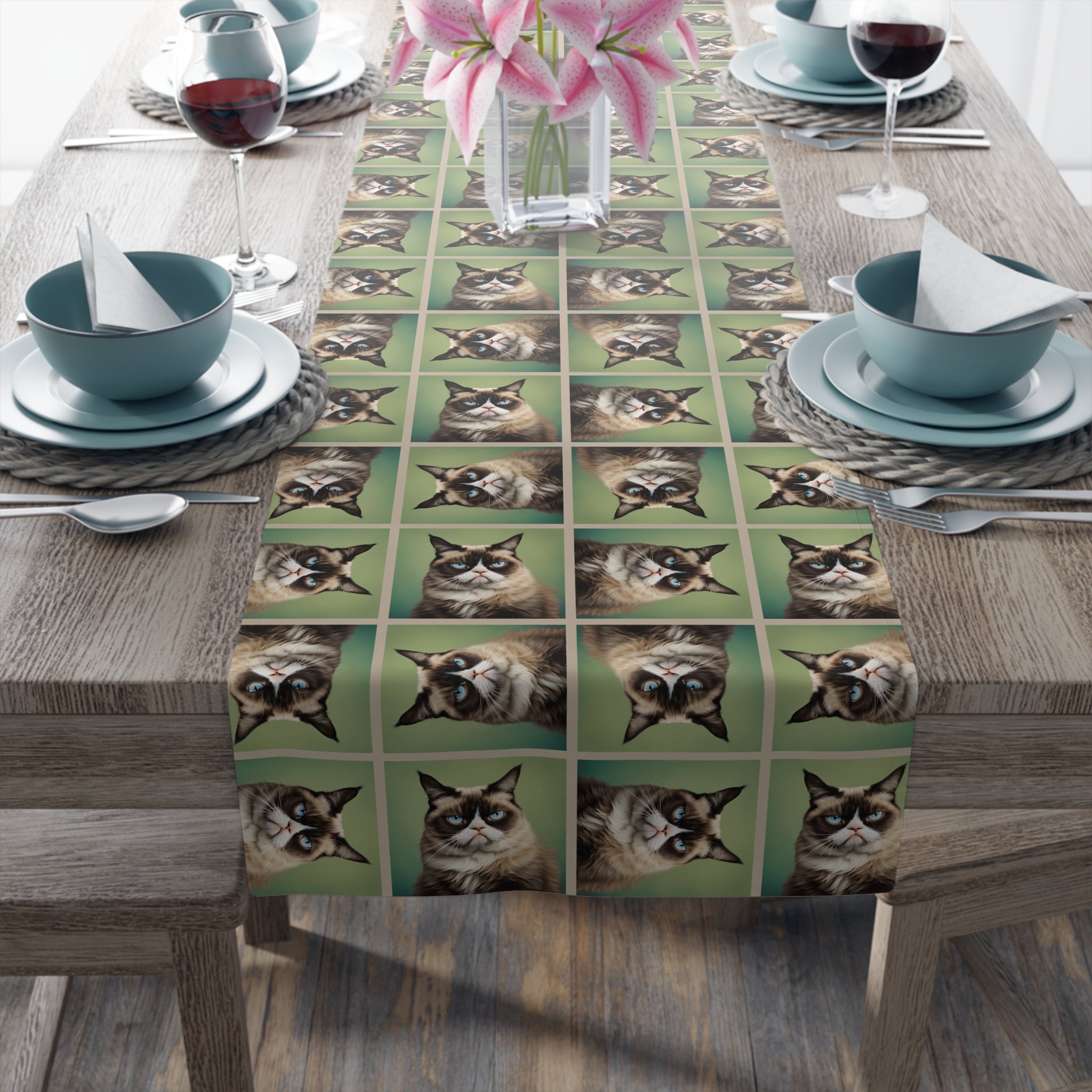 Whimsical Cat Print Table Runner - Perfect for Cat Lovers and Home Decor - Decor, Dining, Table Decor - EpiAl's Shop