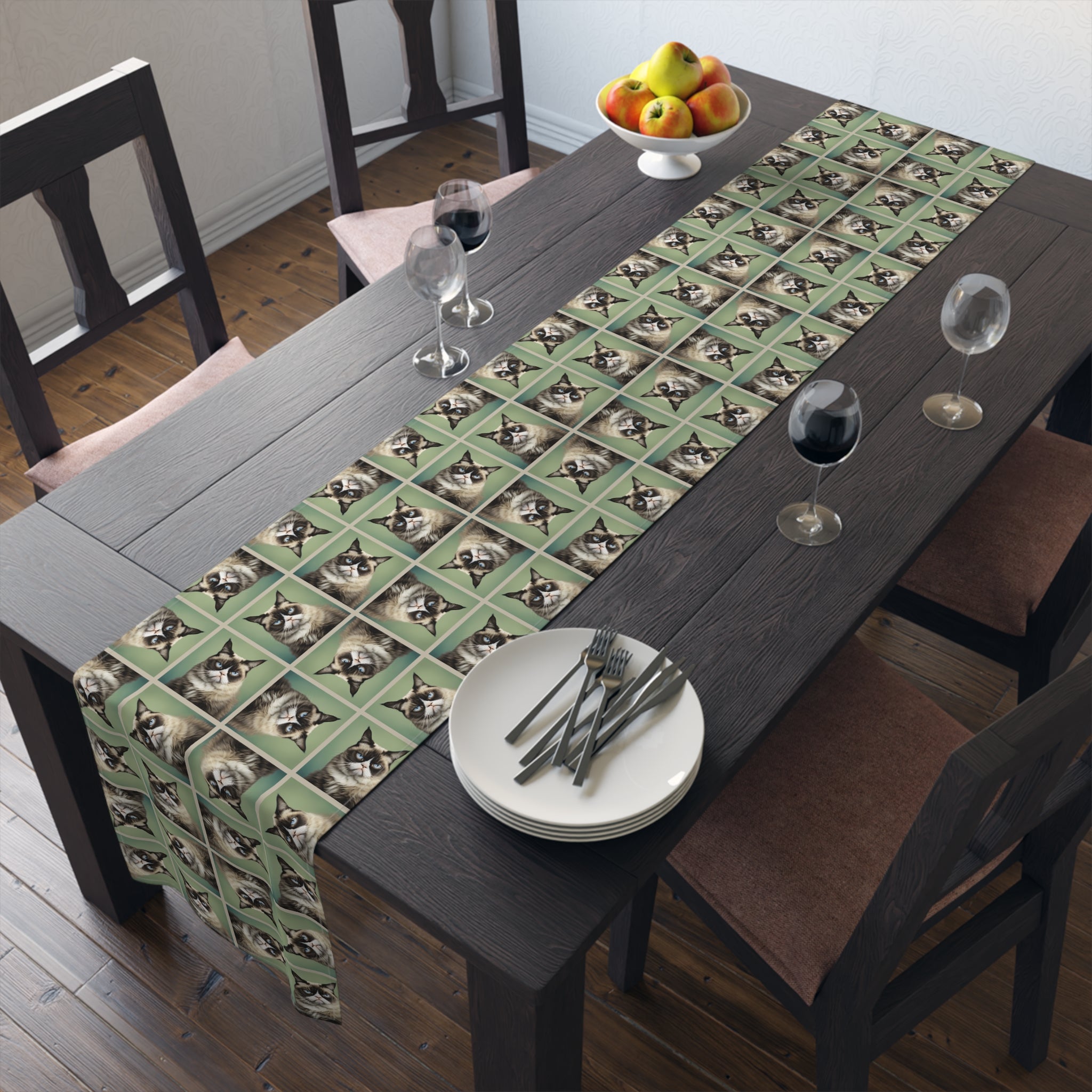 Whimsical Cat Print Table Runner - Perfect for Cat Lovers and Home Decor - Decor, Dining, Table Decor - EpiAl's Shop