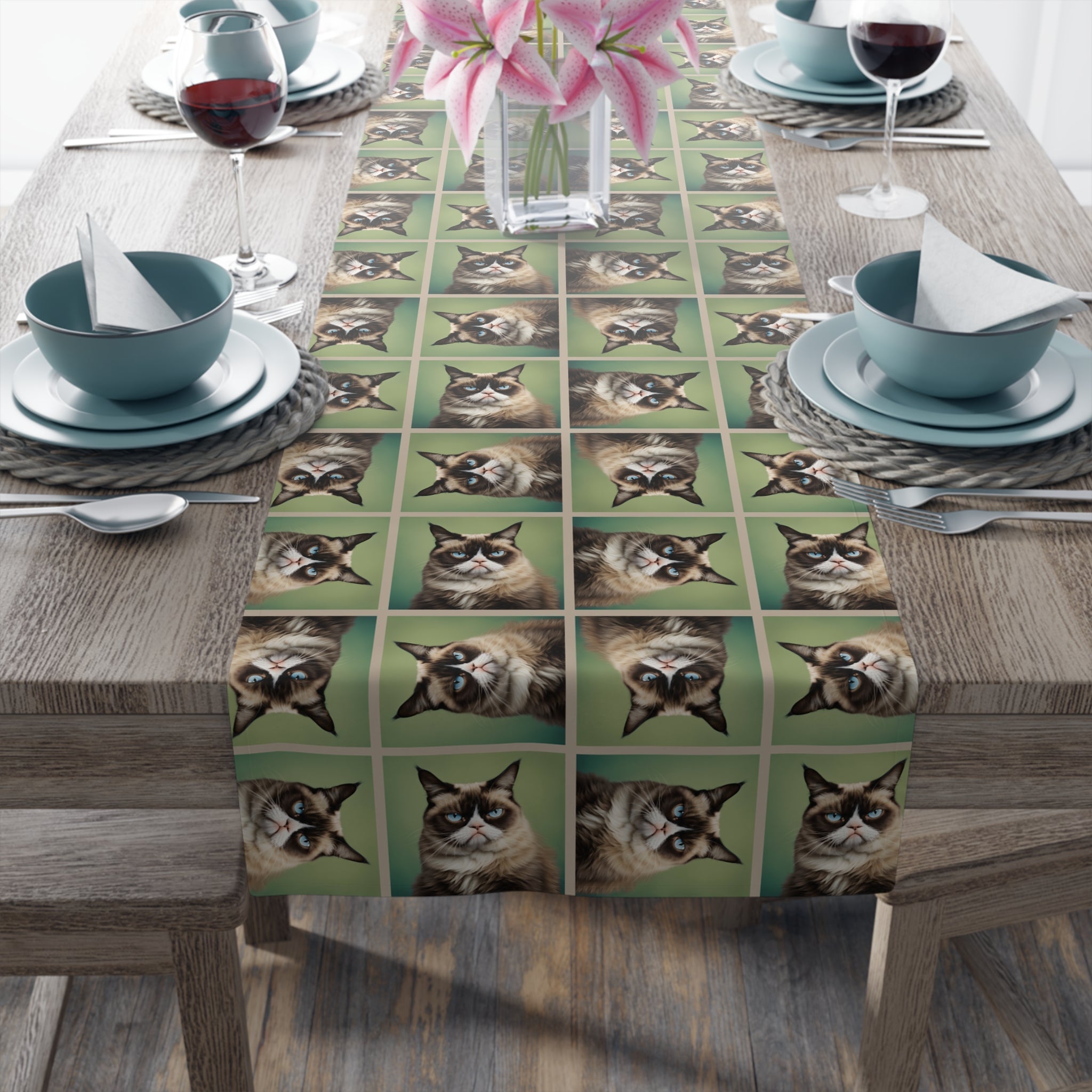 Whimsical Cat Print Table Runner - Perfect for Cat Lovers and Home Decor - Decor, Dining, Table Decor - EpiAl's Shop