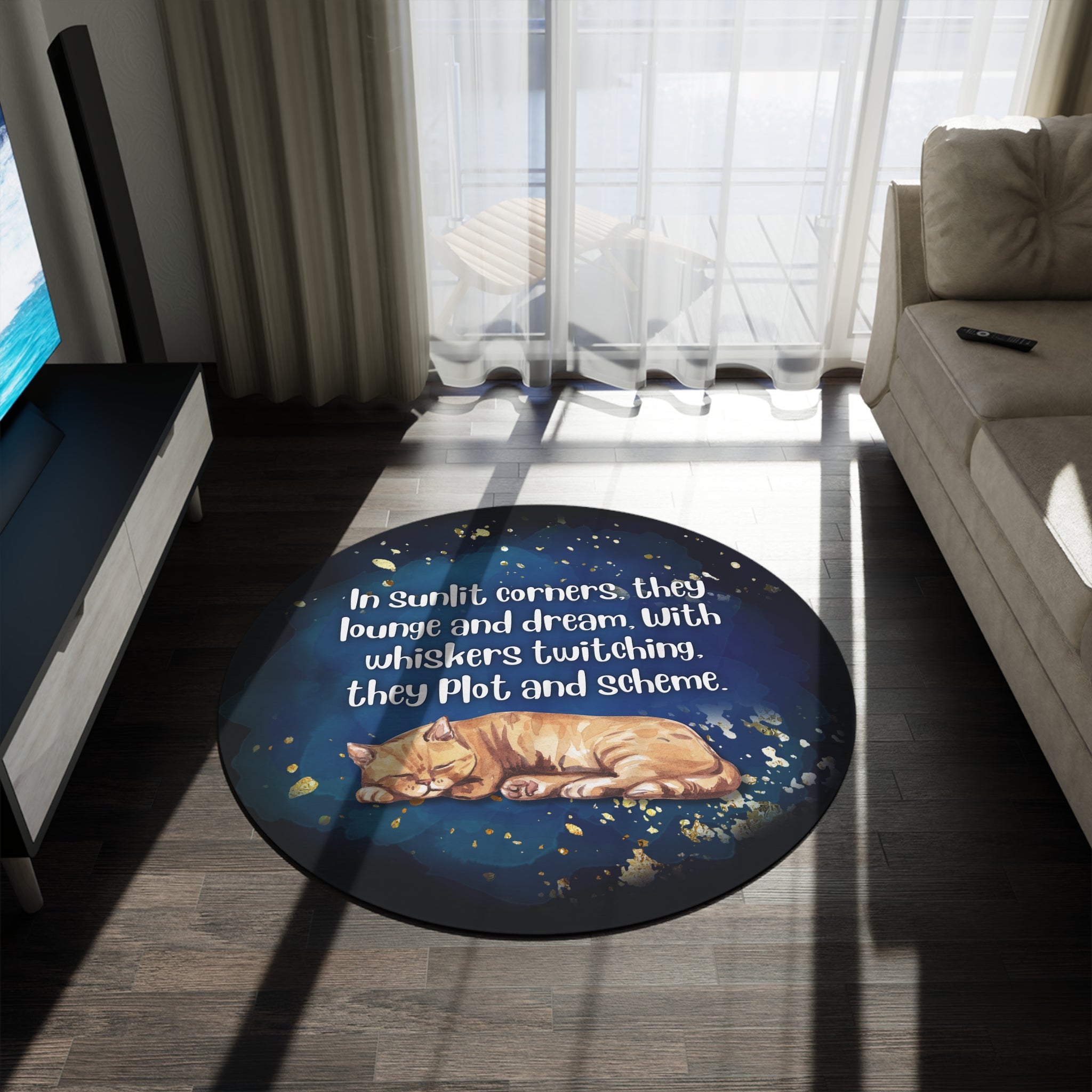 Whimsical Cat Round Rug - Rug for Cat? - Decor, Home, Rugs & Doormats - EpiAl's Shop