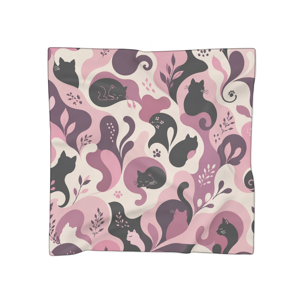 Whimsical Cat Scarf | Pink & Mauve Abstract Cat Square Scarf - Clothing, Women, Scarves - EpiAl's Shop