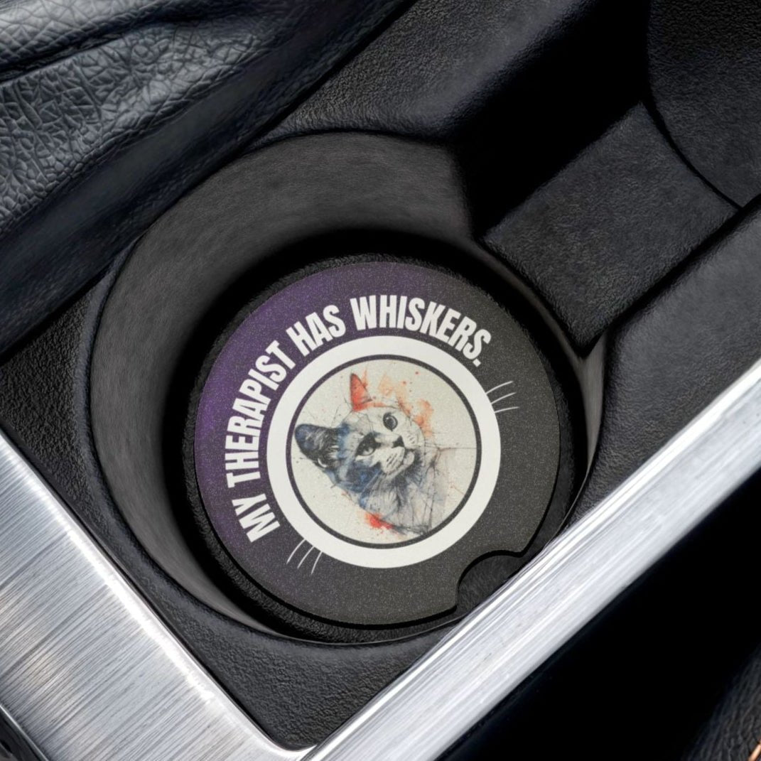 Whimsical Cat Therapy Soapstone Car Coaster - Accessories, Auto, Coasters - EpiAl's Shop