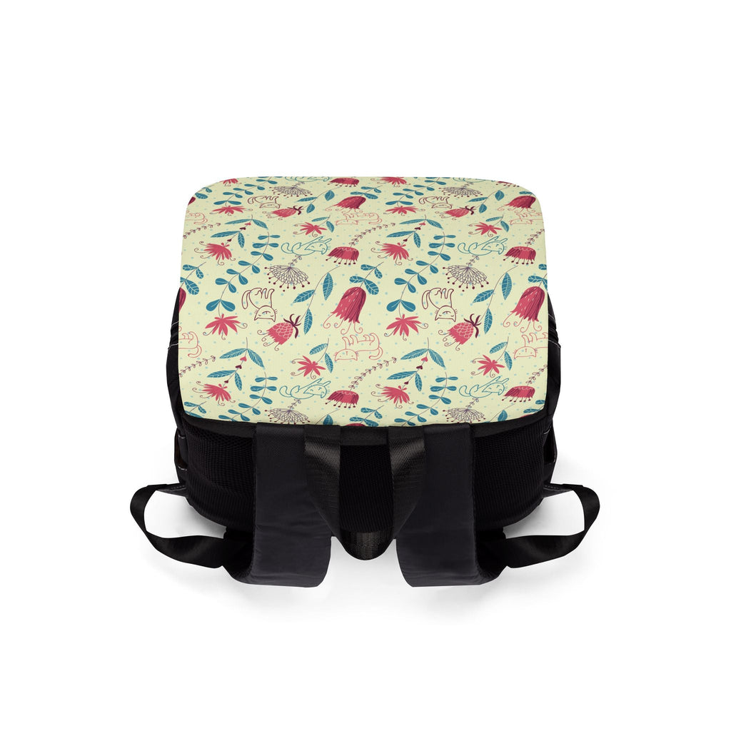 Whimsical Cats & Wildflowers Canvas Shoulder Backpack - Bags, Backpack - EpiAl's Shop