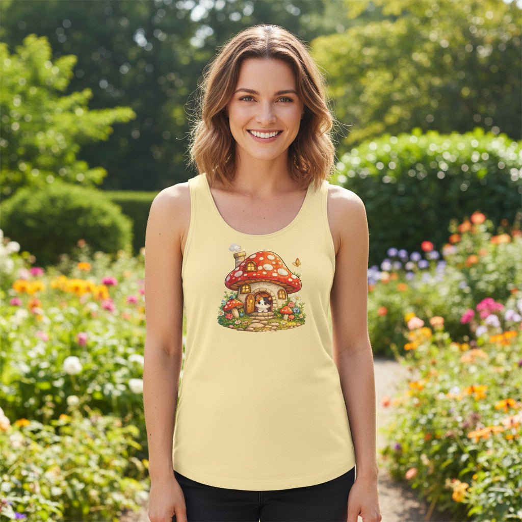 Whimsical Mushroom Cottage Tank Top - Clothing, Women, T-Shirts, Sleeveless Tanks - EpiAl's Shop