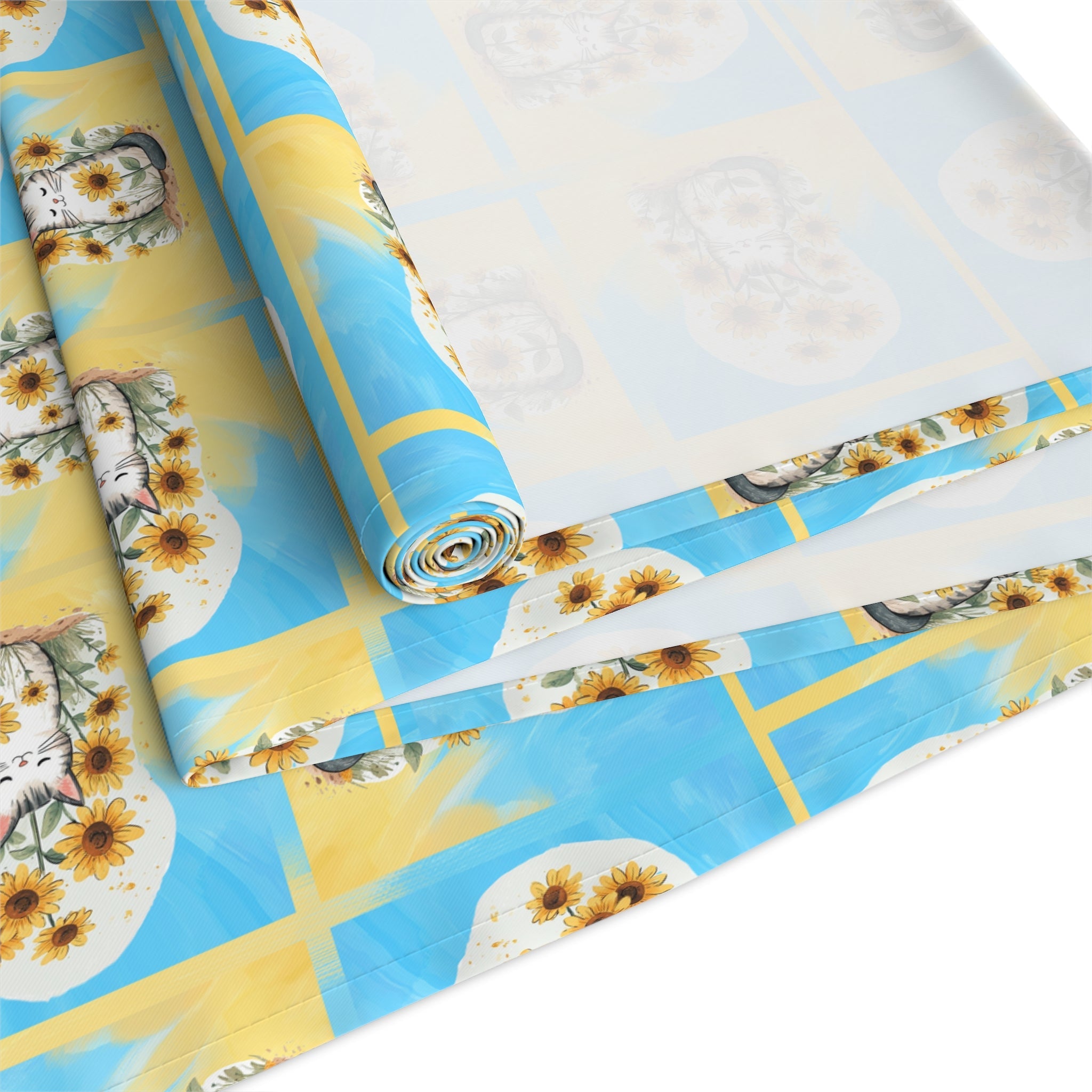 Whimsical Sunflower Kitty Table Runner - Decor, Dining, Table Decor - EpiAl's Shop