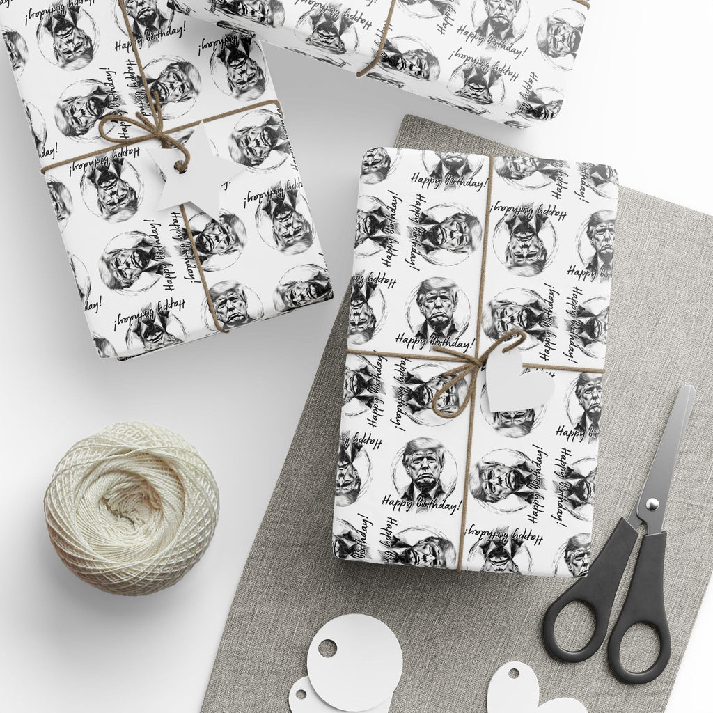 Whimsical Trump Happy Birthday Wrapping Paper - Paper Products, Gift Wrapping Paper - EpiAl's Shop