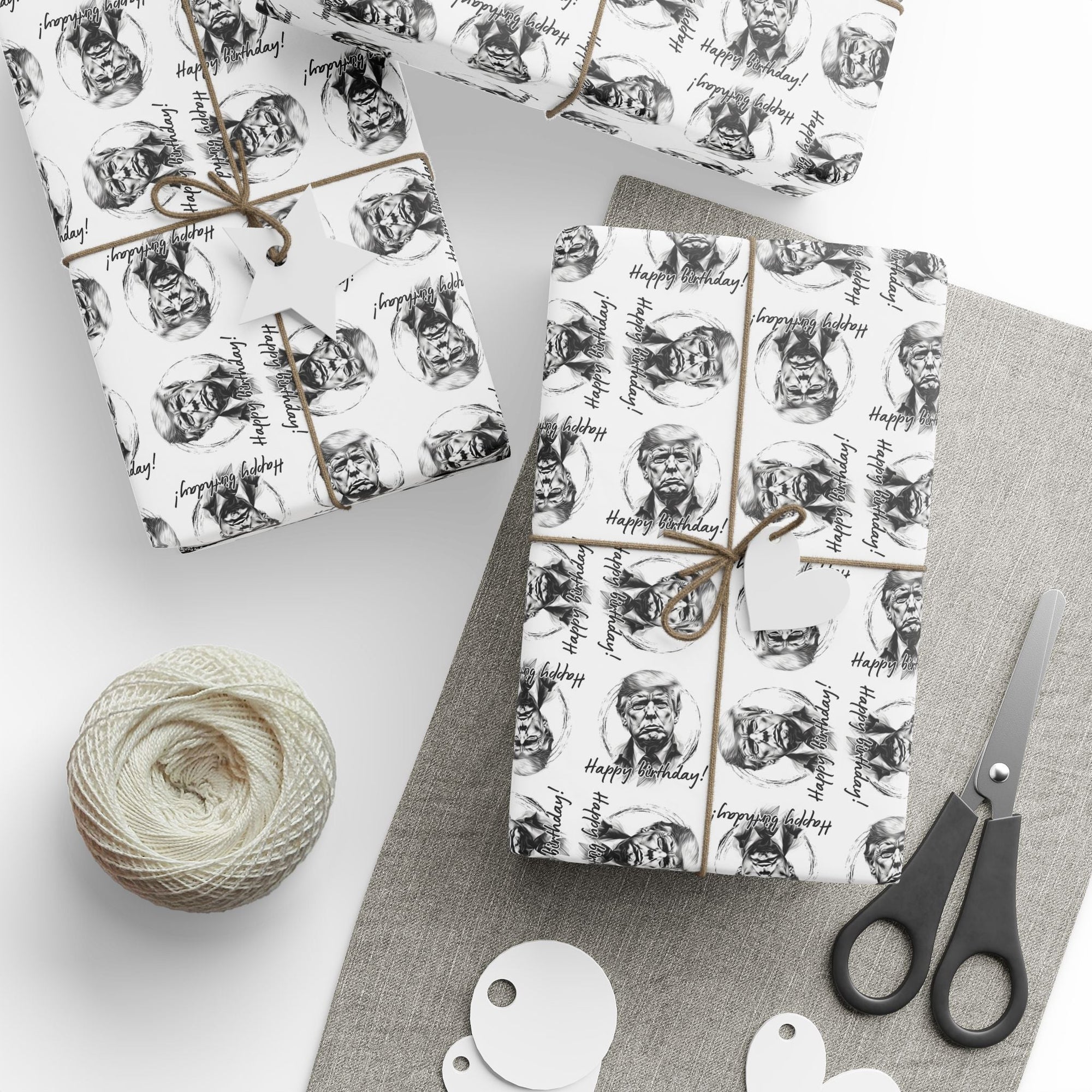 Whimsical Trump Happy Birthday Wrapping Paper - Paper Products, Gift Wrapping Paper - EpiAl's Shop