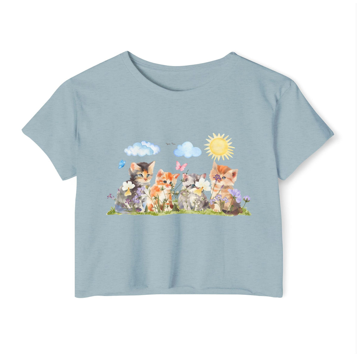 Whiskers in Bloom Watercolor Crop Top - Clothing, Women, T-Shirts, Cropped - EpiAl's Shop