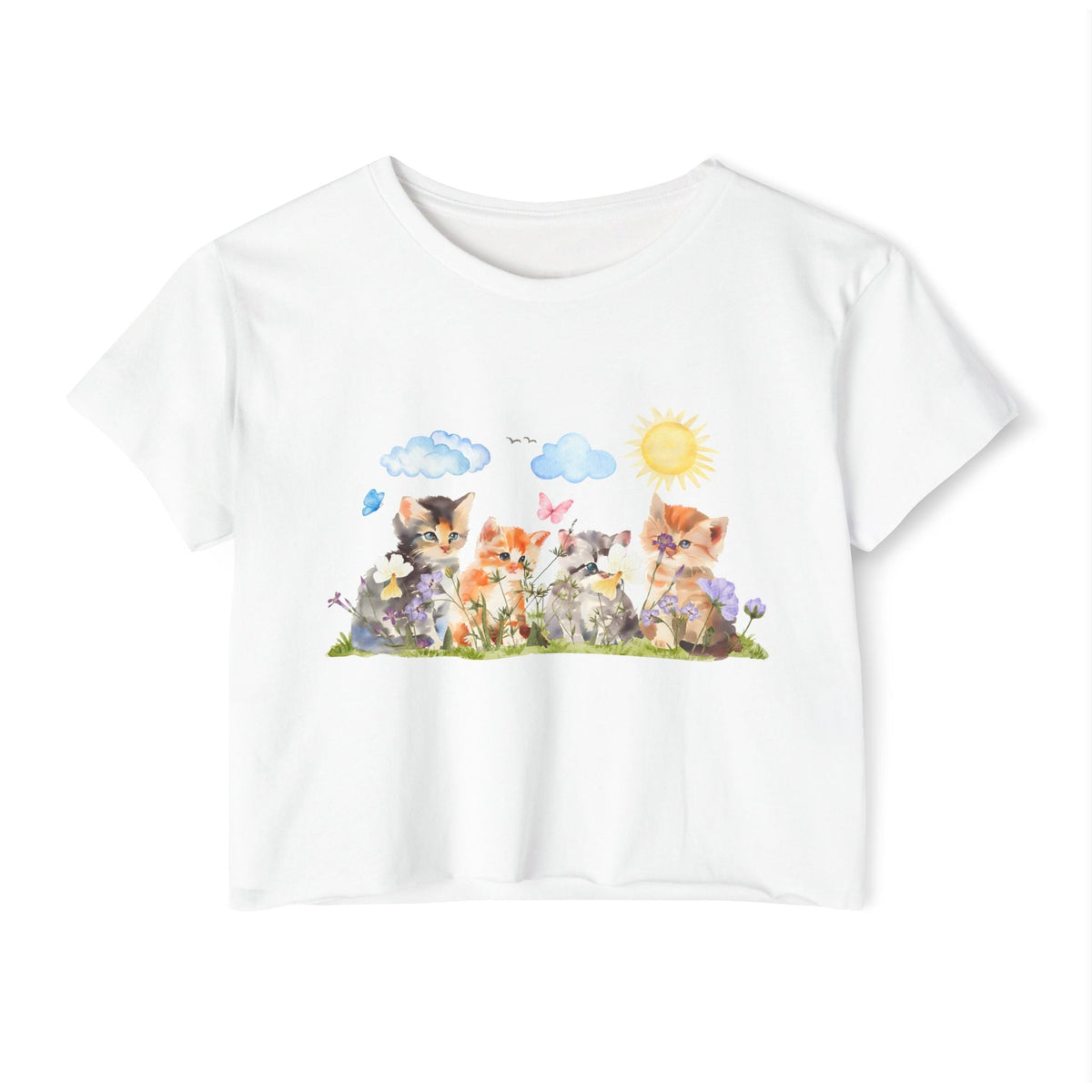 Whiskers in Bloom Watercolor Crop Top - Clothing, Women, T-Shirts, Cropped - EpiAl's Shop