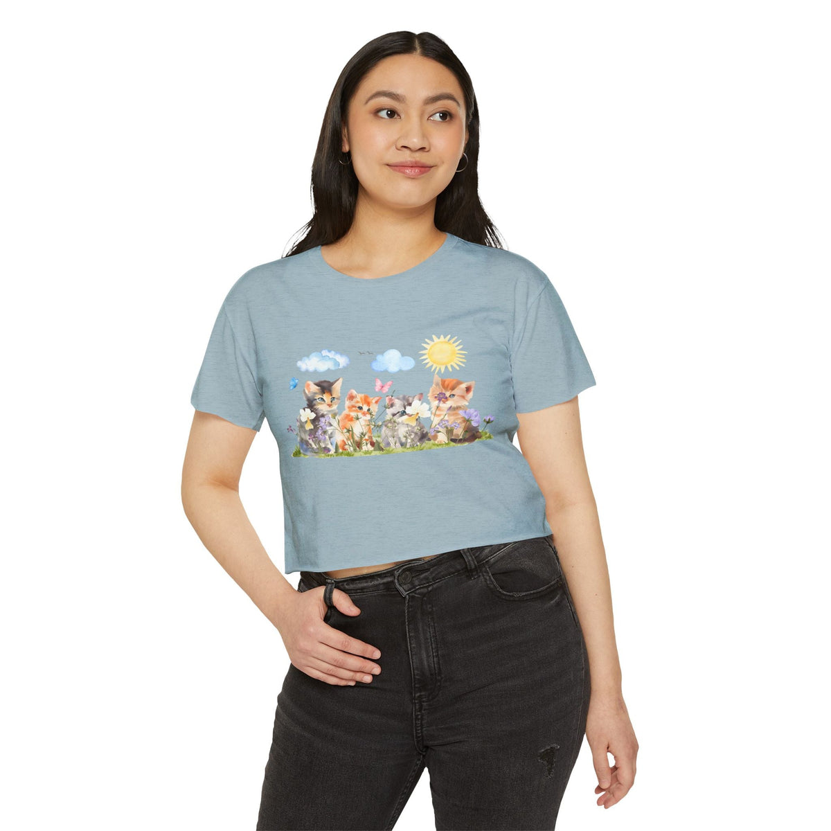 Whiskers in Bloom Watercolor Crop Top - Clothing, Women, T-Shirts, Cropped - EpiAl's Shop