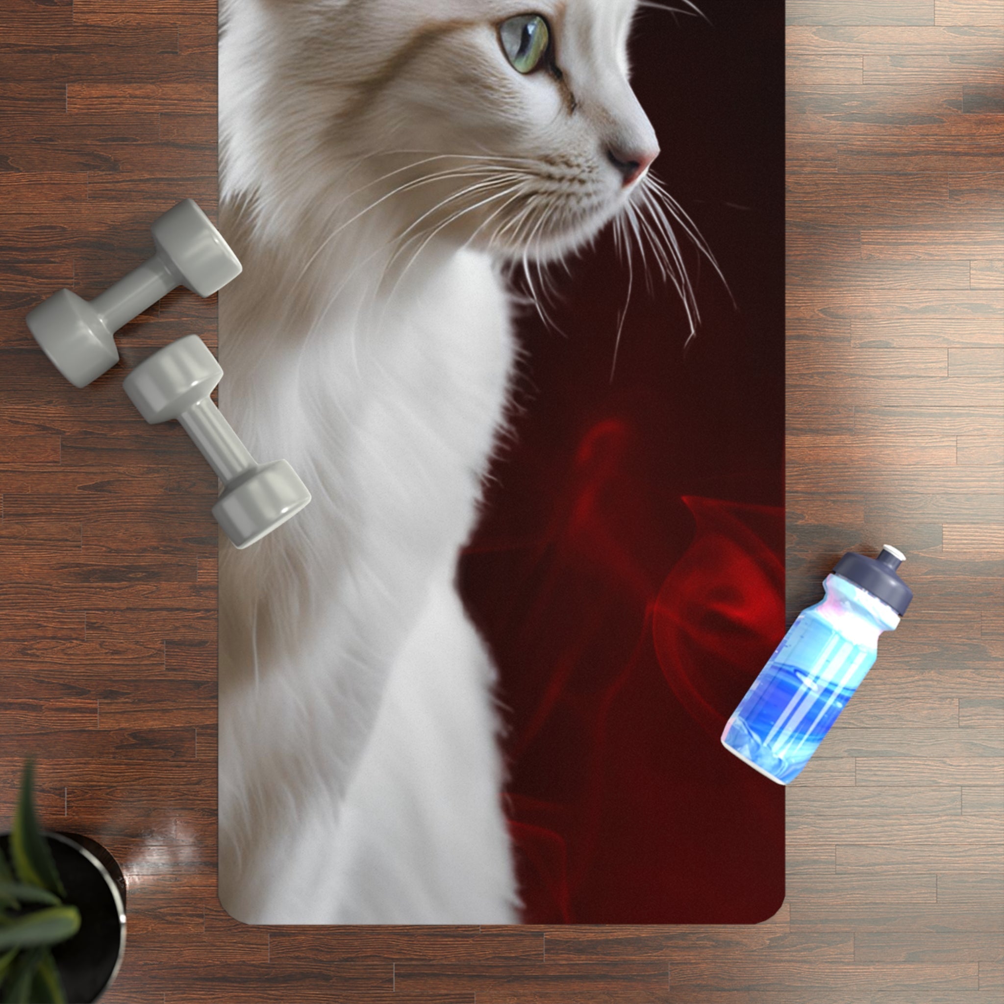 White Cat Design Rubber Yoga Mat - Non - Slip, Perfect for Yoga Enthusiasts - Accessories, Yoga Mats - EpiAl's Shop
