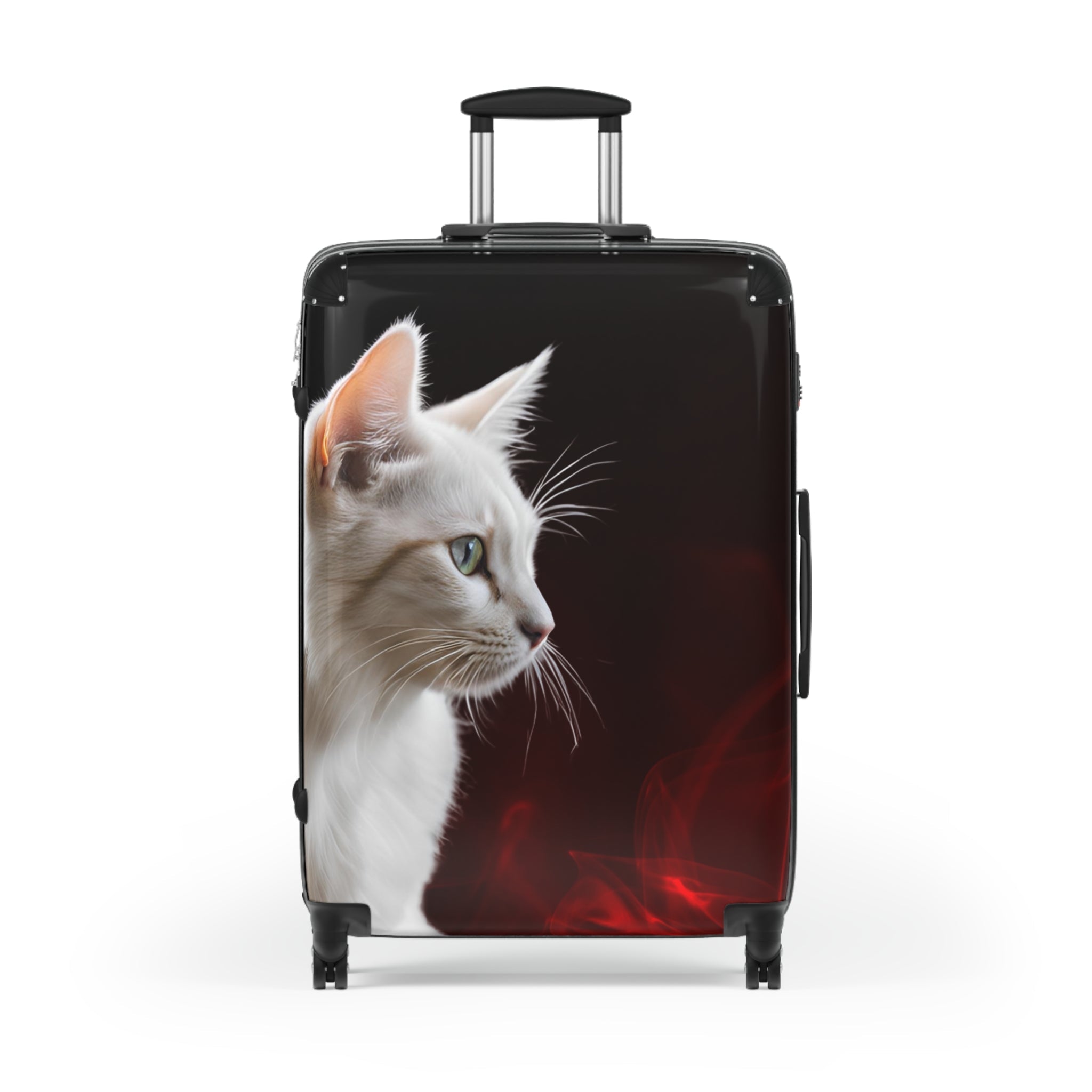 White Cat Design Suitcase - Stylish Travel Luggage for Cat Lovers - Bags, Suitcases - EpiAl's Shop