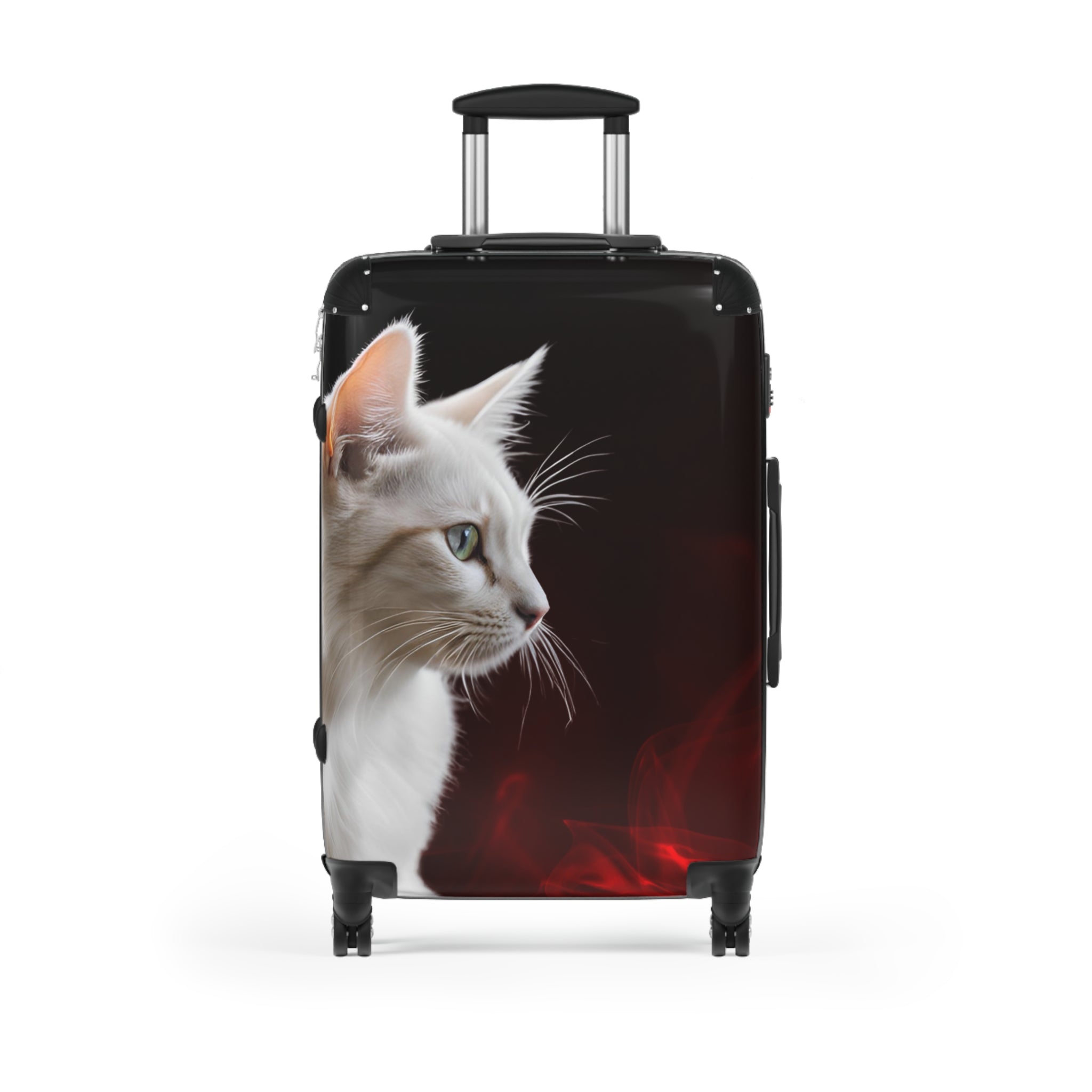 White Cat Design Suitcase - Stylish Travel Luggage for Cat Lovers - Bags, Suitcases - EpiAl's Shop