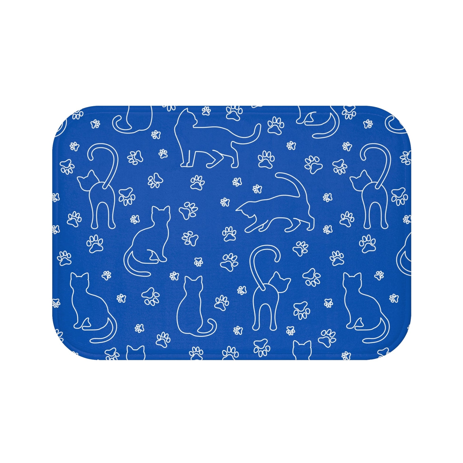 White Kitties on Blue Bath Mat - Home Decor - Epileptic Al’s Shop