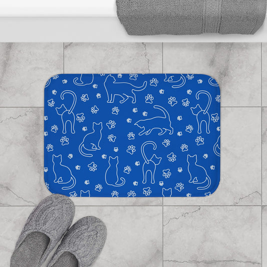 White Kitties on Blue Bath Mat - Home Decor - Epileptic Al’s Shop