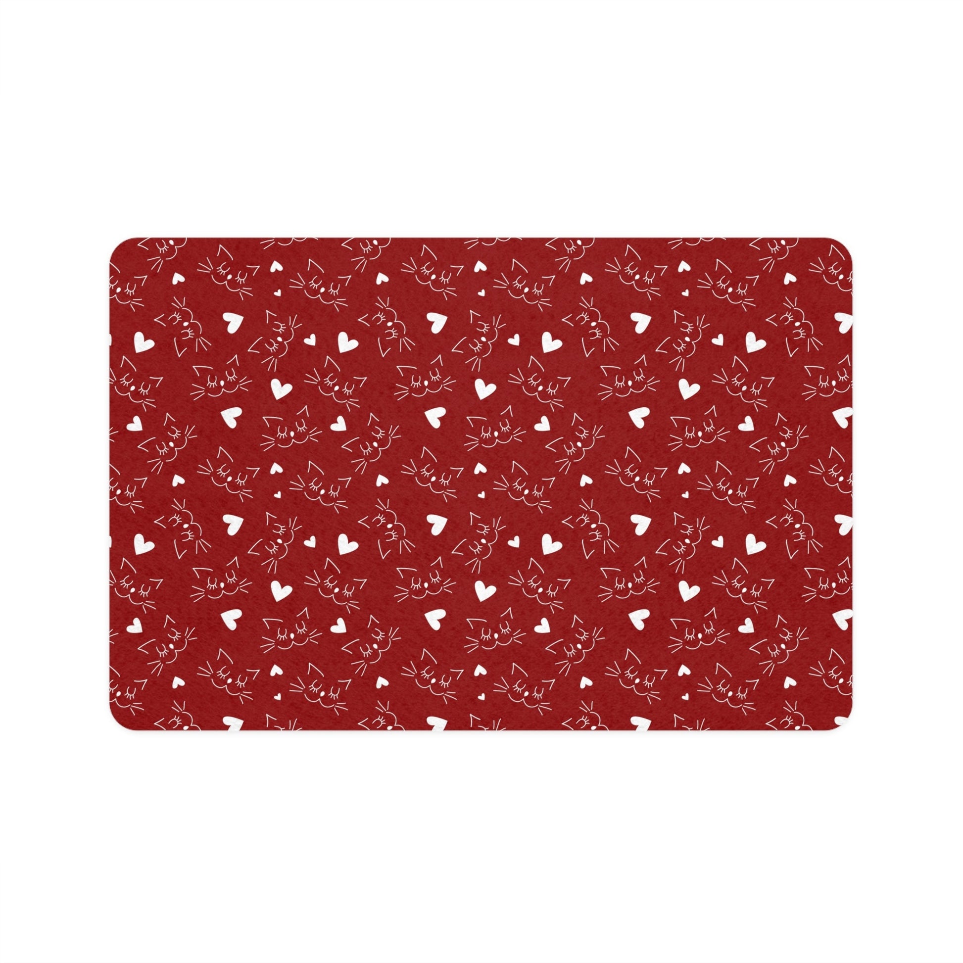 White Kitty on Red Pet Food Mat (12x18) - Pets - Epileptic Al’s Shop