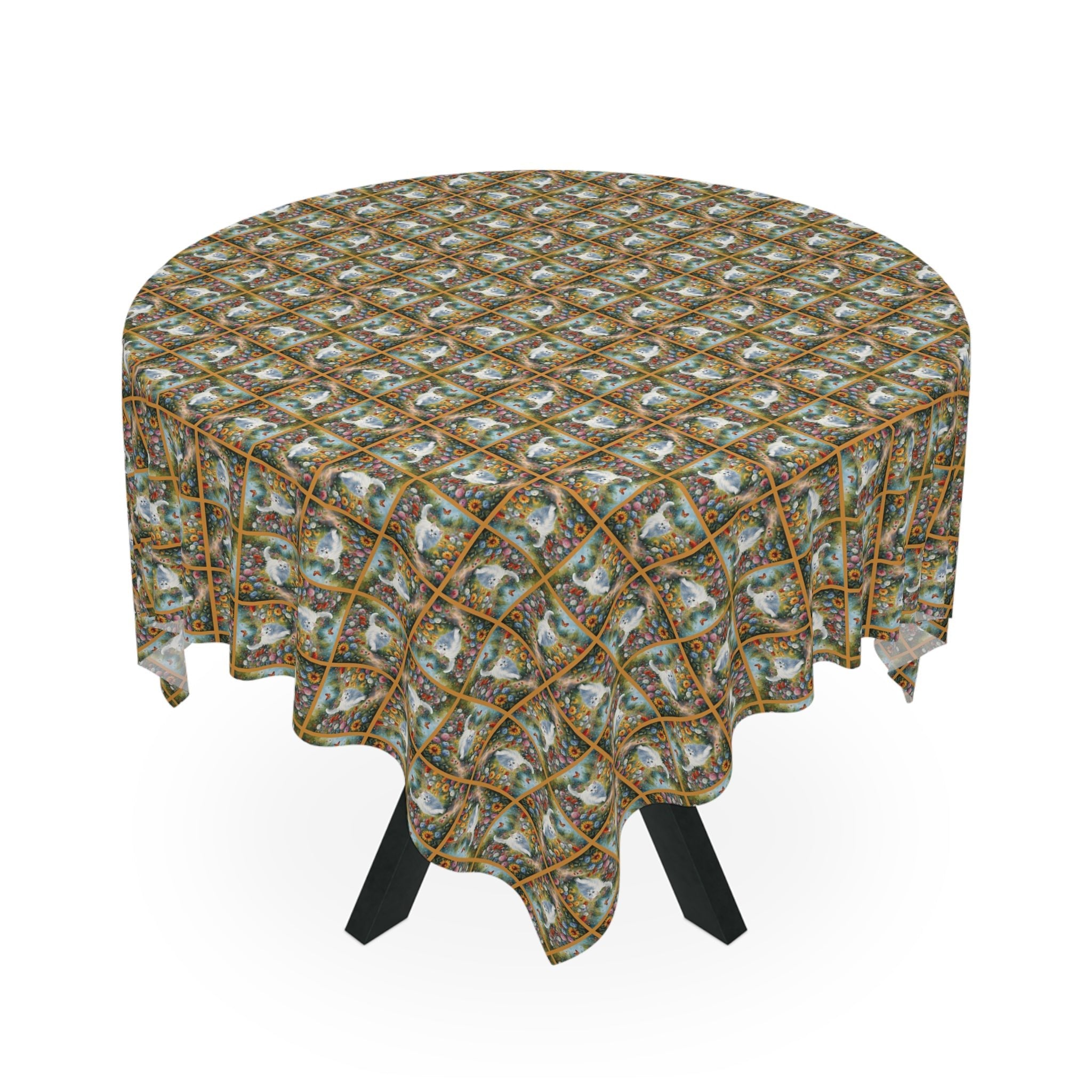 White Spring Kitties Tablecloth - Decor, Dining, Table Decor - EpiAl's Shop