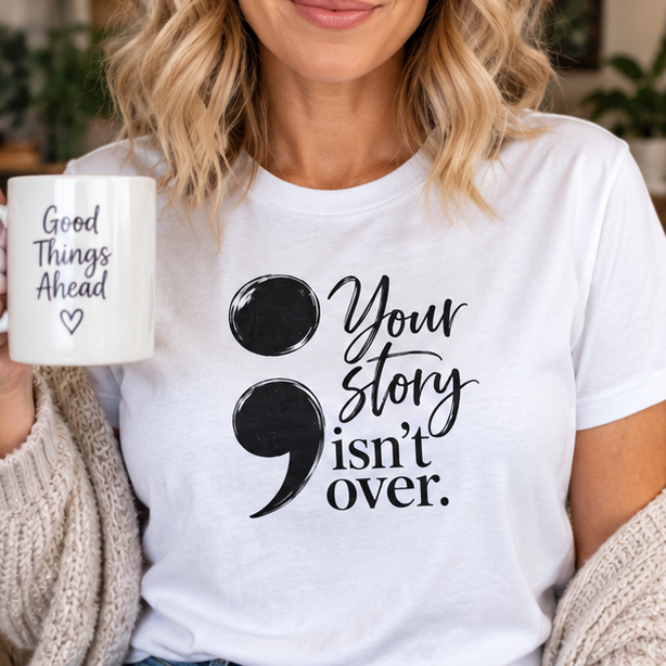 Your Story Isn’t Over Semicolon T-Shirt | Suicide Awareness & Mental Health Tee
