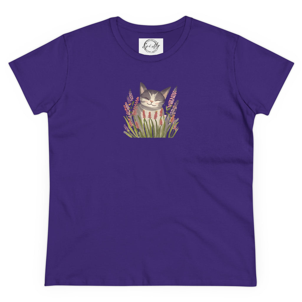 Wildflower Kitty Women's Midweight Cotton Tee - T - Shirt - Epileptic Al’s Shop