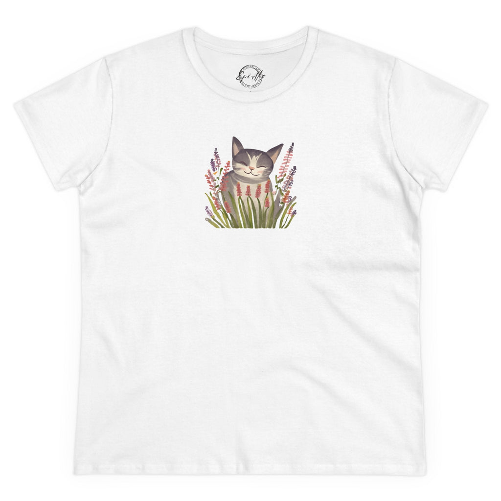 Wildflower Kitty Women's Midweight Cotton Tee - T - Shirt - Epileptic Al’s Shop
