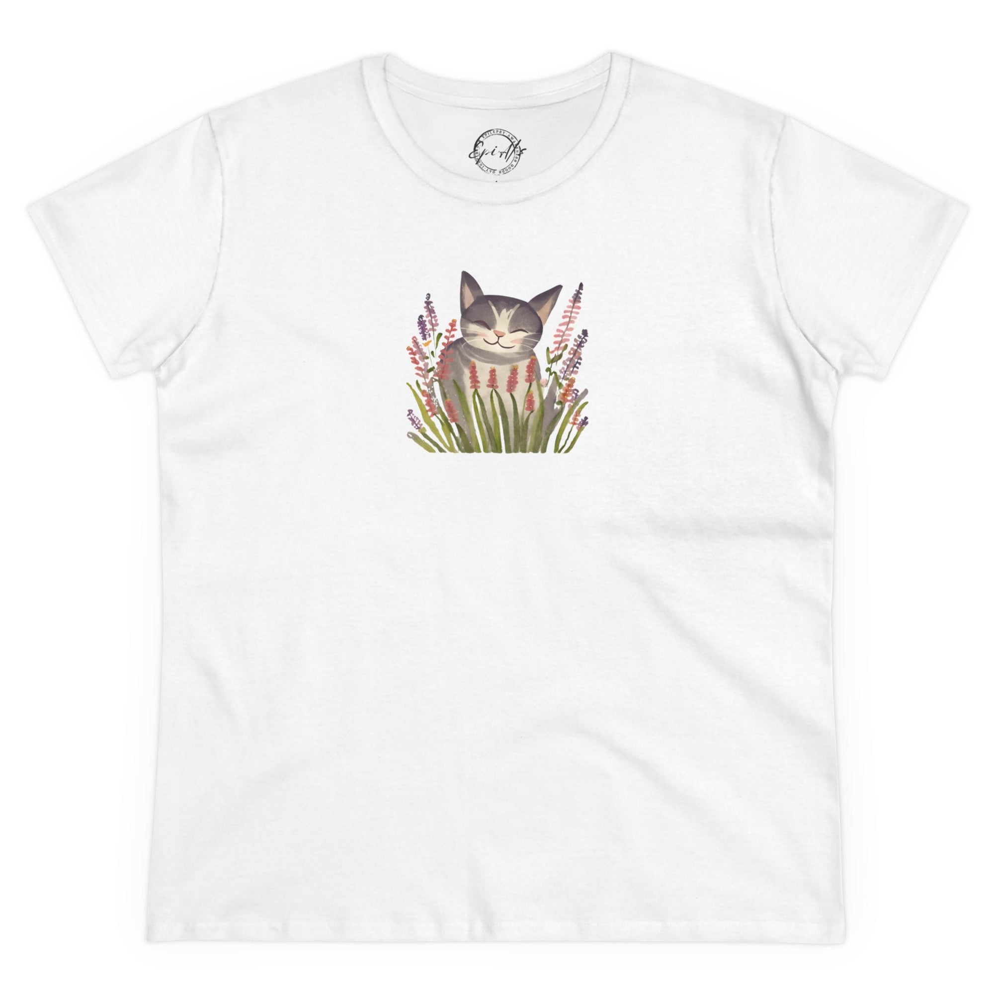 Wildflower Kitty Women's Midweight Cotton Tee - T - Shirt - Epileptic Al’s Shop