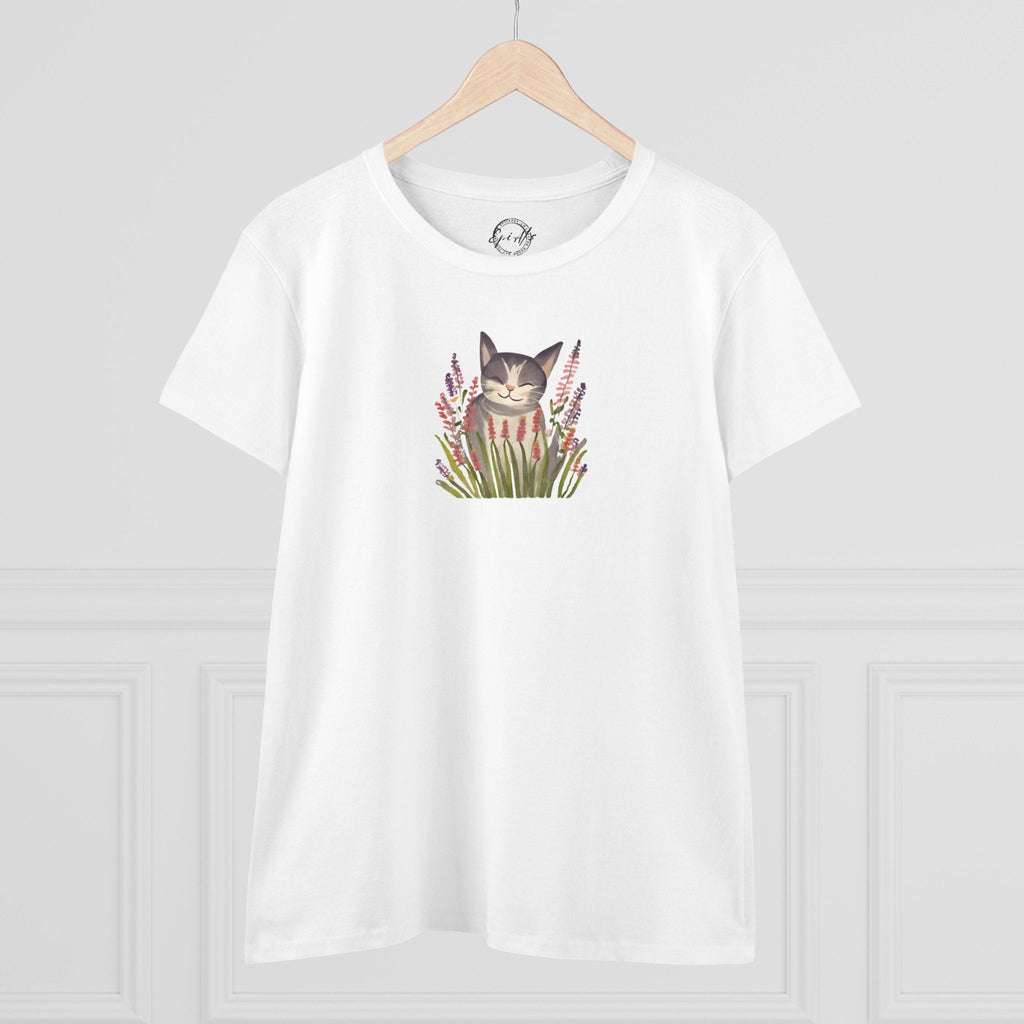 Wildflower Kitty Women's Midweight Cotton Tee - T - Shirt - Epileptic Al’s Shop