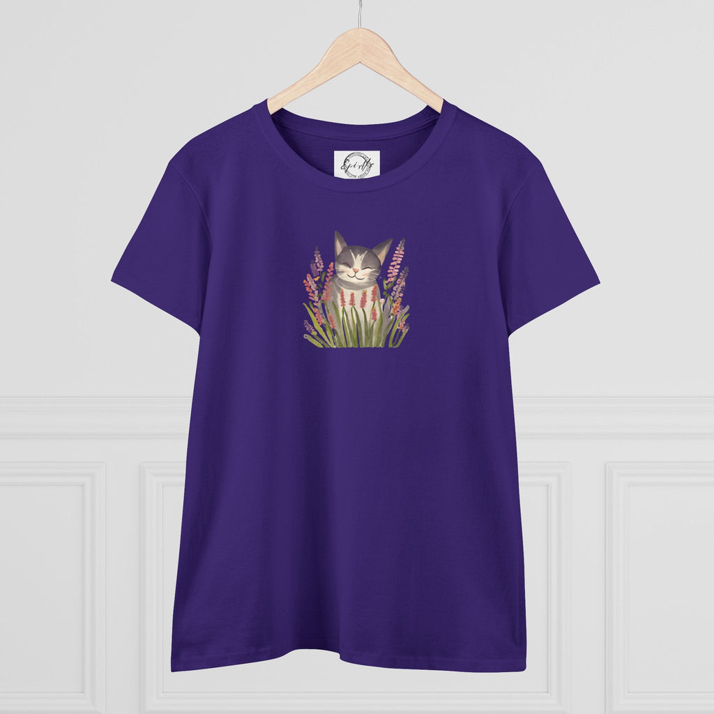 Wildflower Kitty Women's Midweight Cotton Tee - T - Shirt - Epileptic Al’s Shop