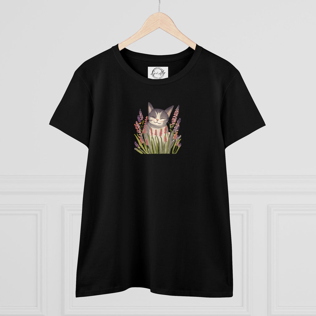 Wildflower Kitty Women's Midweight Cotton Tee - T - Shirt - Epileptic Al’s Shop