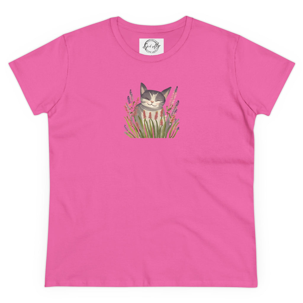 Wildflower Kitty Women's Midweight Cotton Tee - T - Shirt - Epileptic Al’s Shop