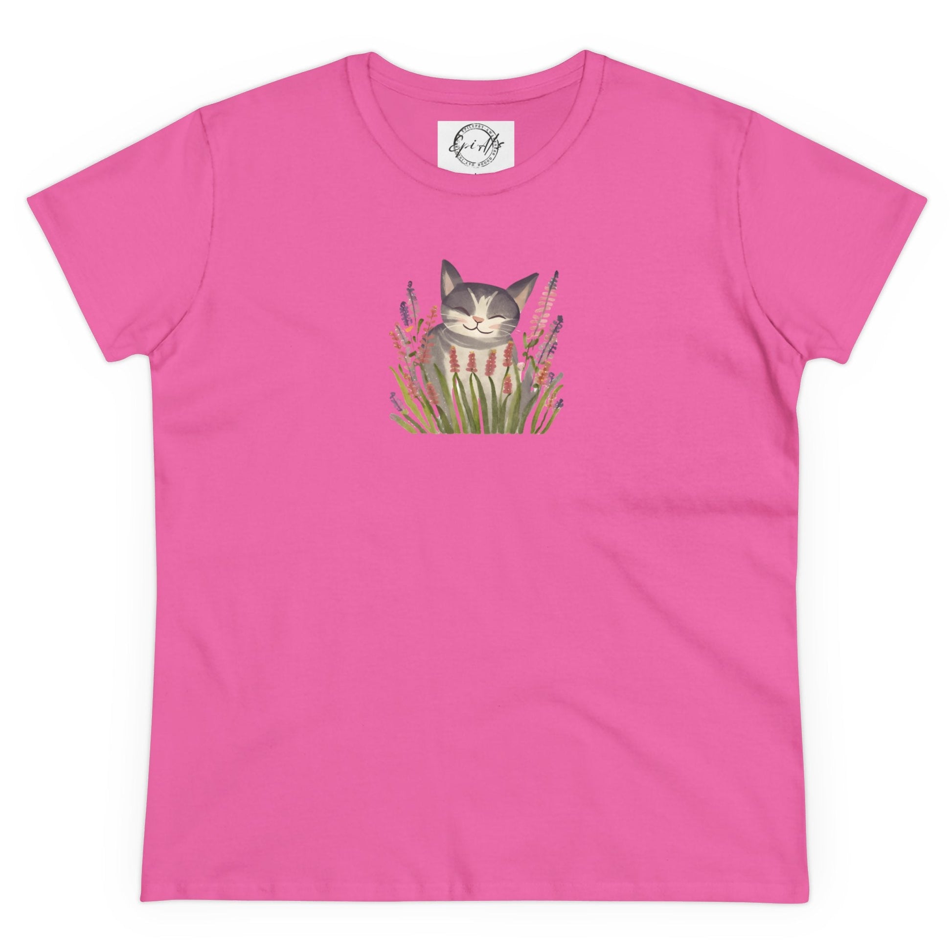 Wildflower Kitty Women's Midweight Cotton Tee - T - Shirt - Epileptic Al’s Shop