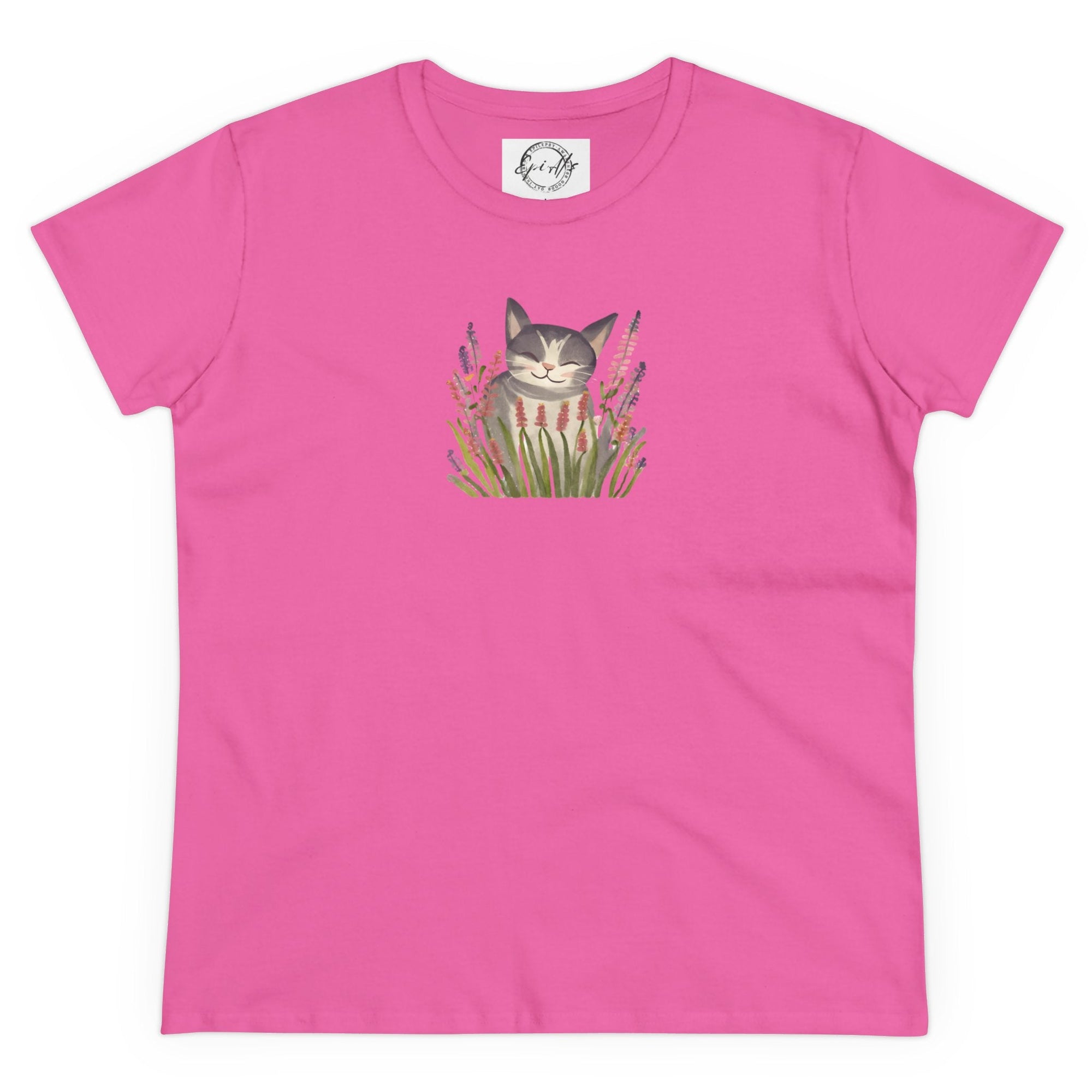 Wildflower Kitty Women's Midweight Cotton Tee - T - Shirt - Epileptic Al’s Shop