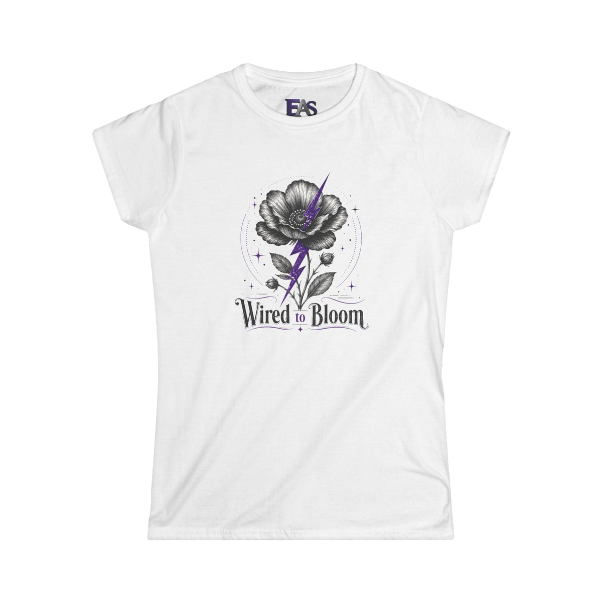 Wired to Bloom Epilepsy Awareness T-Shirt | Subtle Purple Lightning Floral Tee - Clothing, Women, T-Shirts - EpiAl's Shop