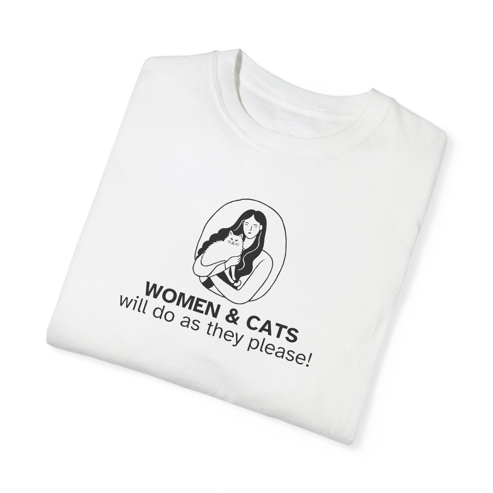 Women & Cats Graphic T-Shirt - Unisex Garment - Dyed Tee - Clothing, T-shirts - EpiAl's Shop
