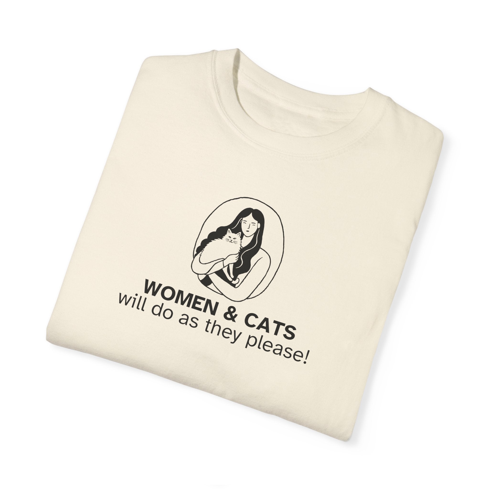 Women & Cats Graphic T-Shirt - Unisex Garment - Dyed Tee - Clothing, T-shirts - EpiAl's Shop
