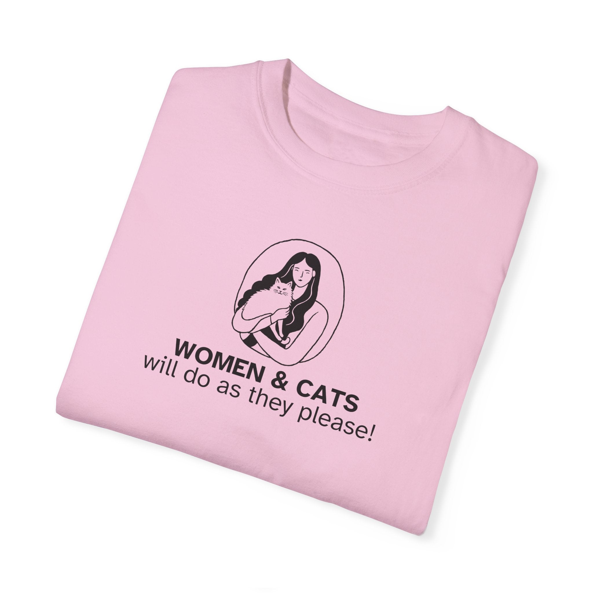 Women & Cats Graphic T-Shirt - Unisex Garment - Dyed Tee - Clothing, T-shirts - EpiAl's Shop