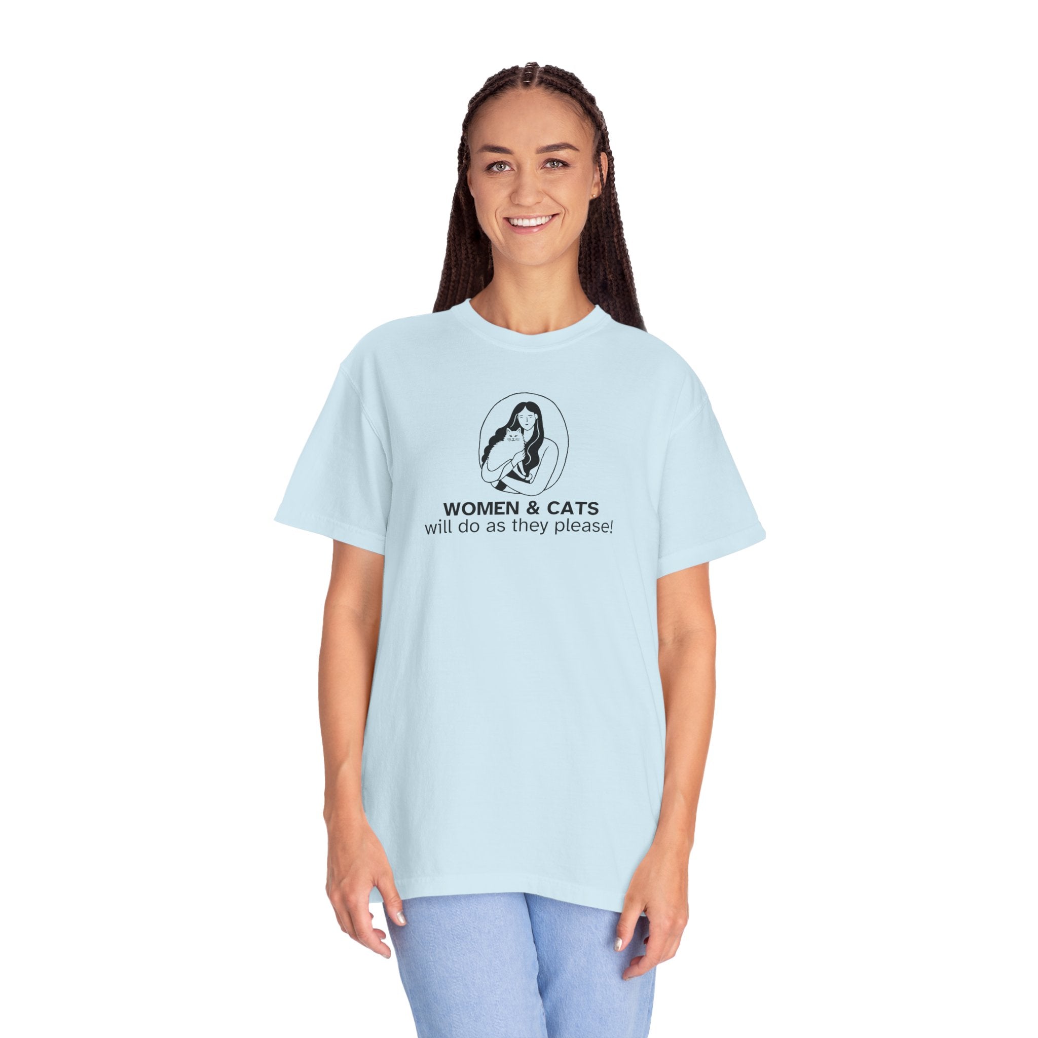 Women & Cats Graphic T-Shirt - Unisex Garment - Dyed Tee - Clothing, T-shirts - EpiAl's Shop