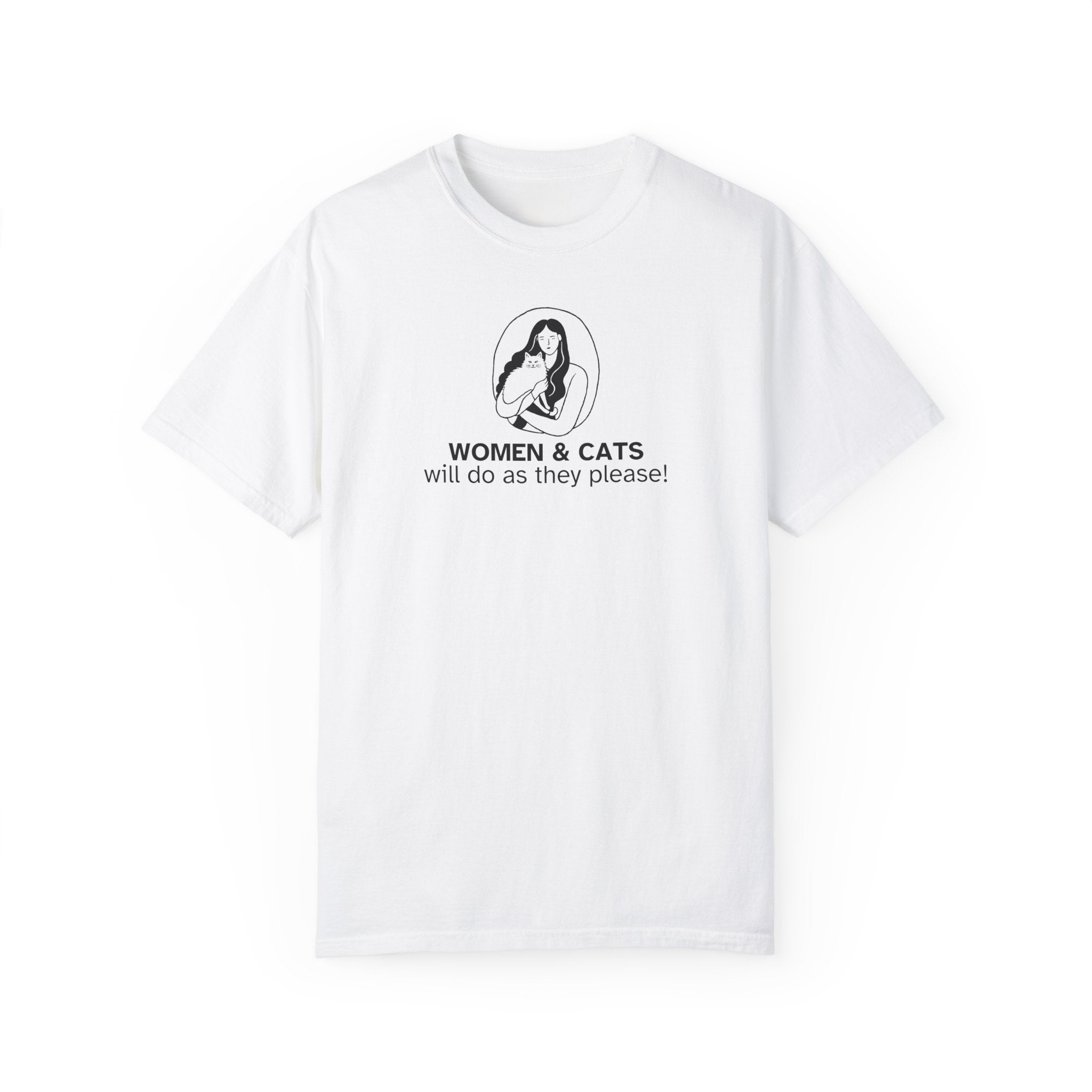 Women & Cats Graphic T-Shirt - Unisex Garment - Dyed Tee - Clothing, T-shirts - EpiAl's Shop
