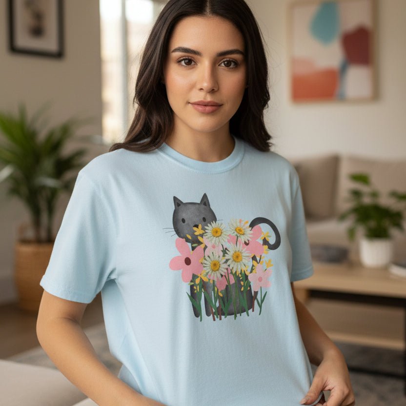 Women’s Floral Cat T-Shirt - Clothing, Women, T-Shirts - EpiAl's Shop