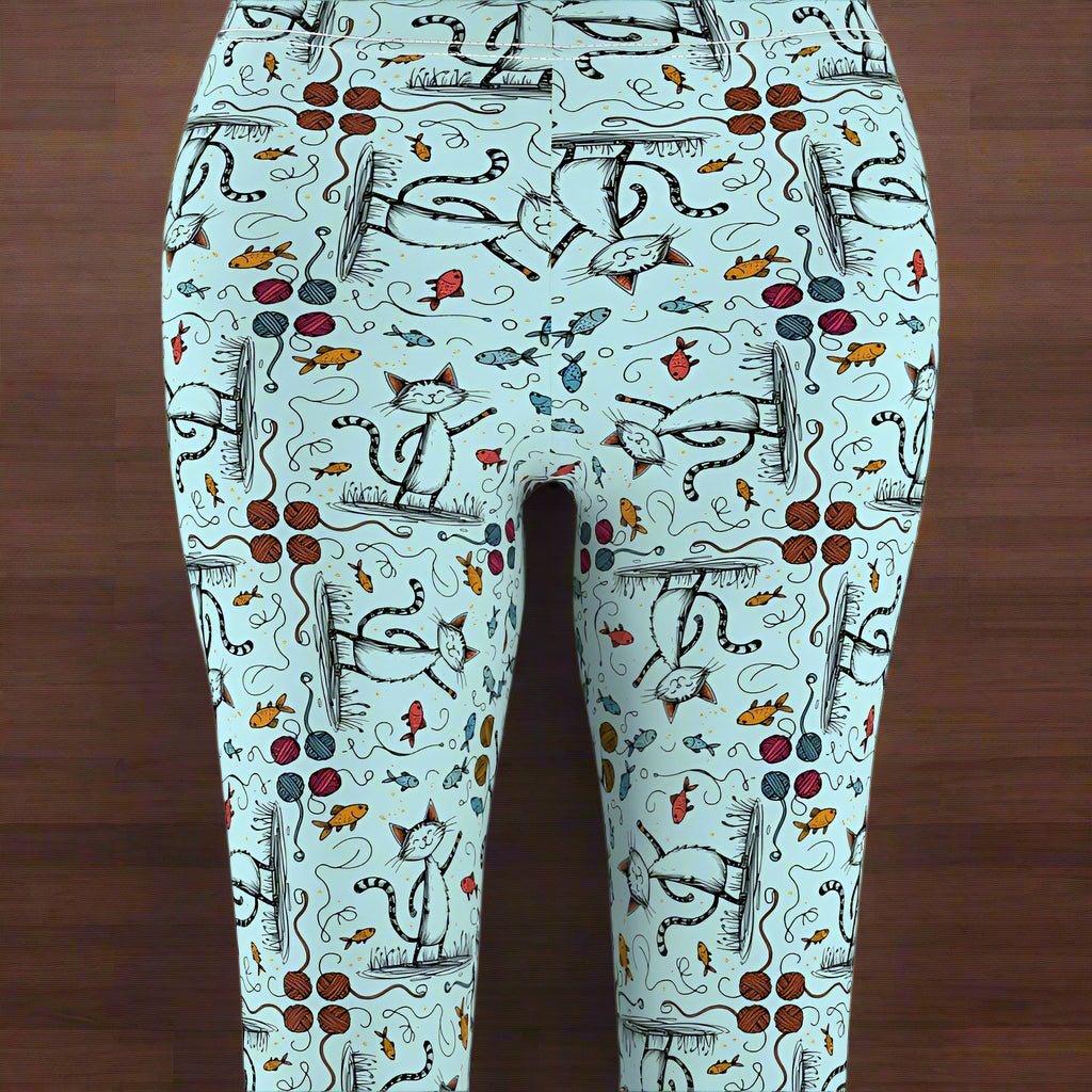 Women’s Happy Cat Pattern Casual Leggings - Clothing, Pants & Leggings - EpiAl's Shop