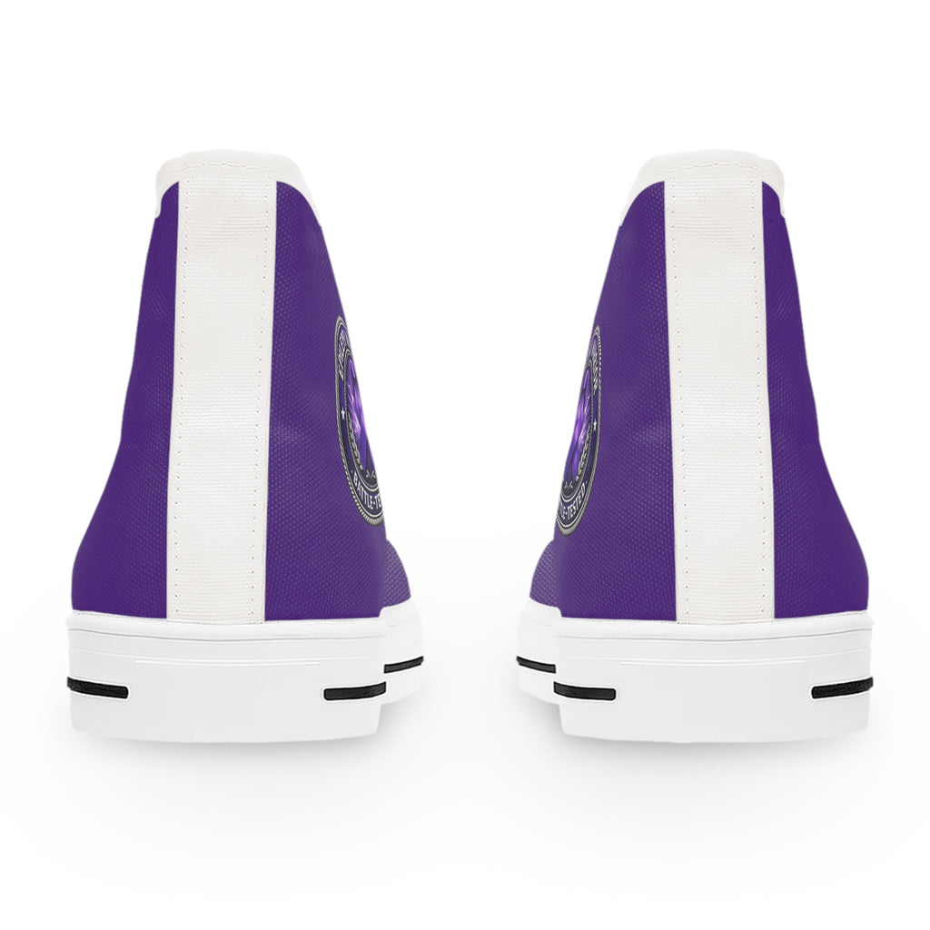 Women’s Purple High-Top Sneakers – Epilepsy Awareness Faux Seal Design - Shoes, Sneakers - EpiAl's Shop