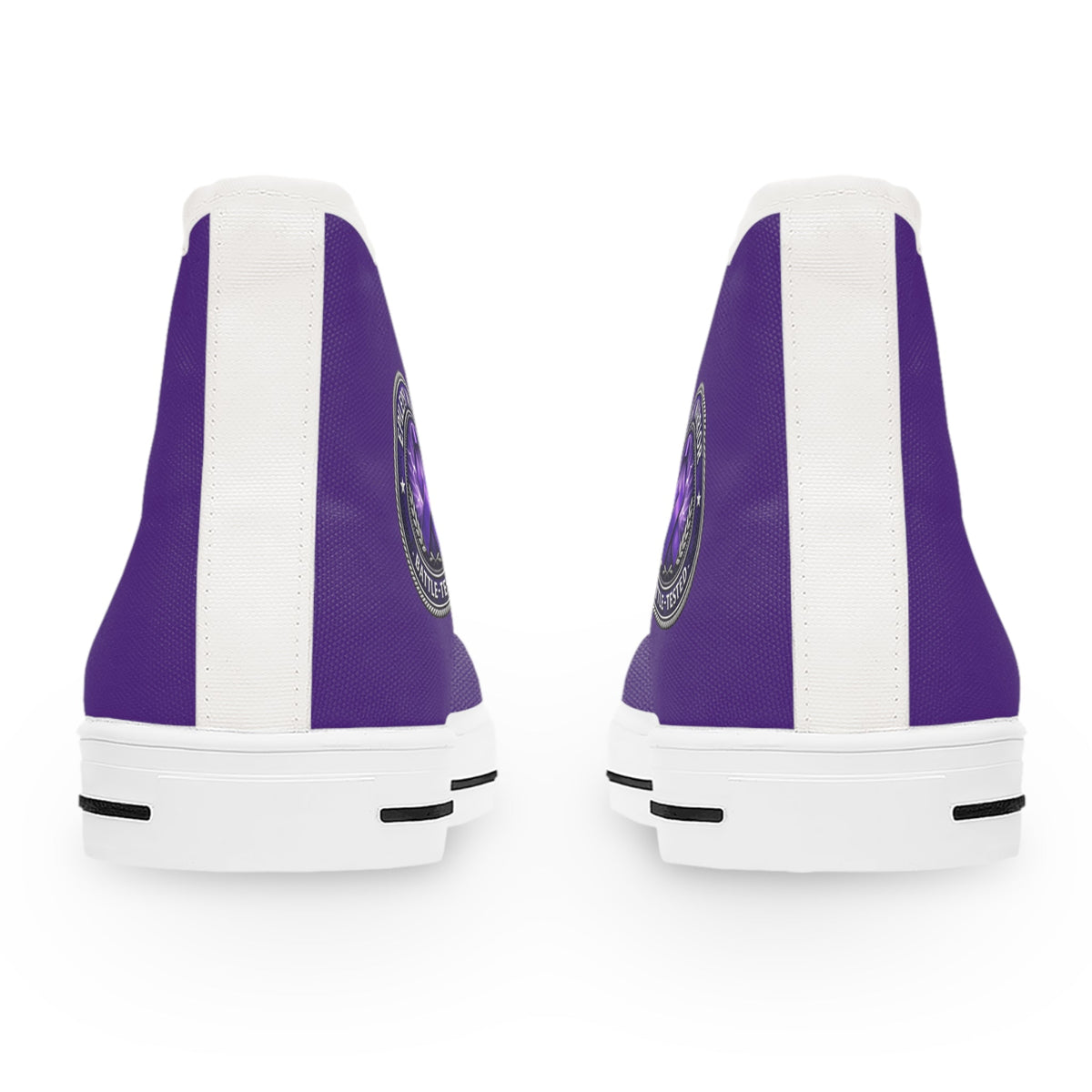 Women’s Purple High-Top Sneakers – Epilepsy Awareness Faux Seal Design - Shoes, Sneakers - EpiAl's Shop