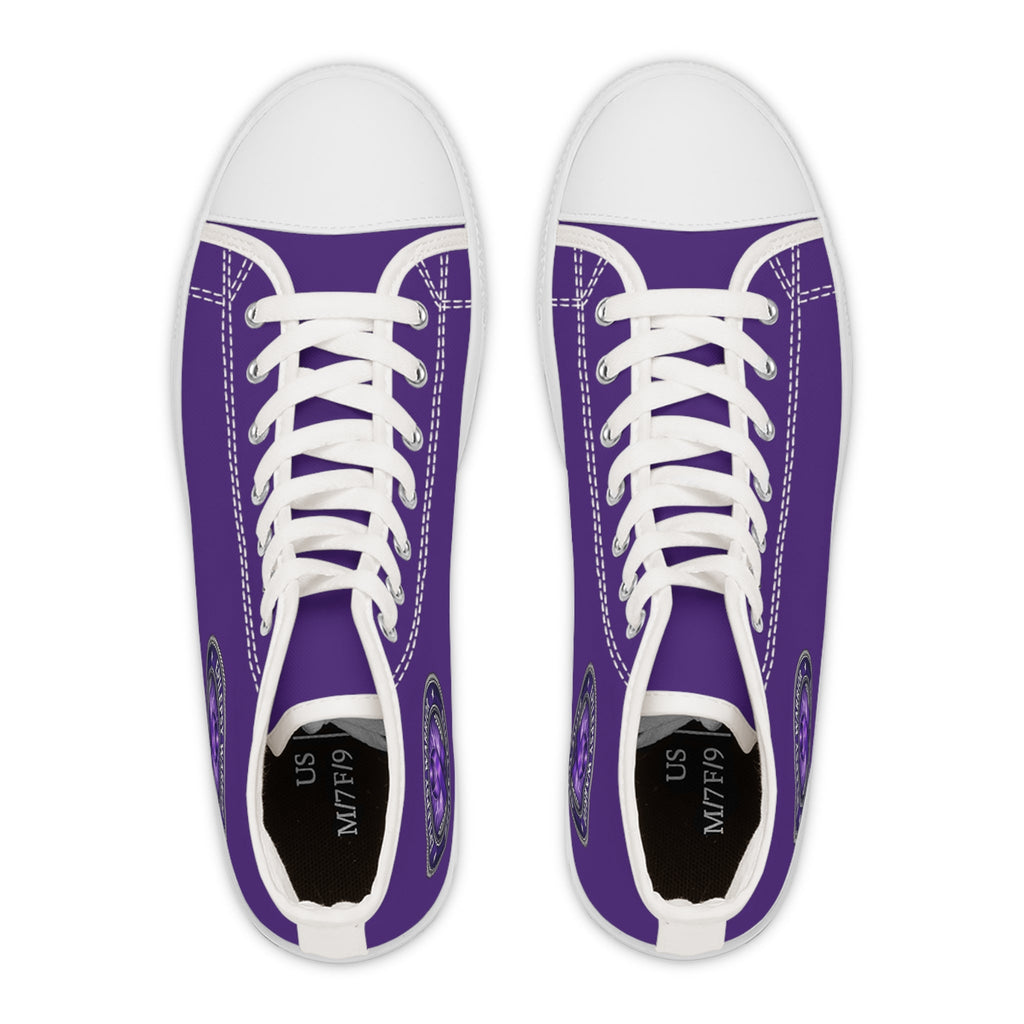 Women’s Purple High-Top Sneakers – Epilepsy Awareness Faux Seal Design - Shoes, Sneakers - EpiAl's Shop