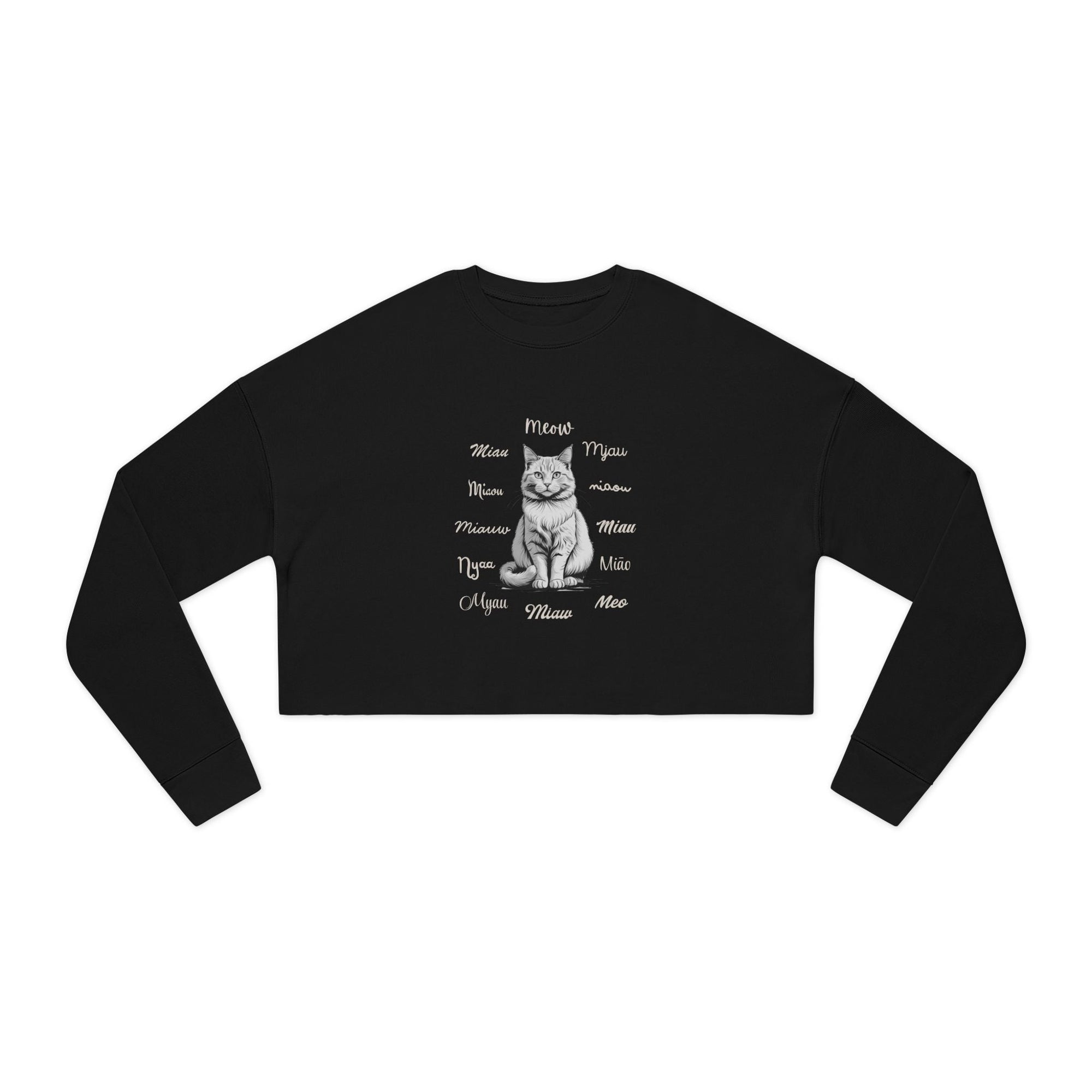 Worldly Cat Lover's Cropped Sweatshirt - Clothing, Sweatshirts, Crop - EpiAl's Shop